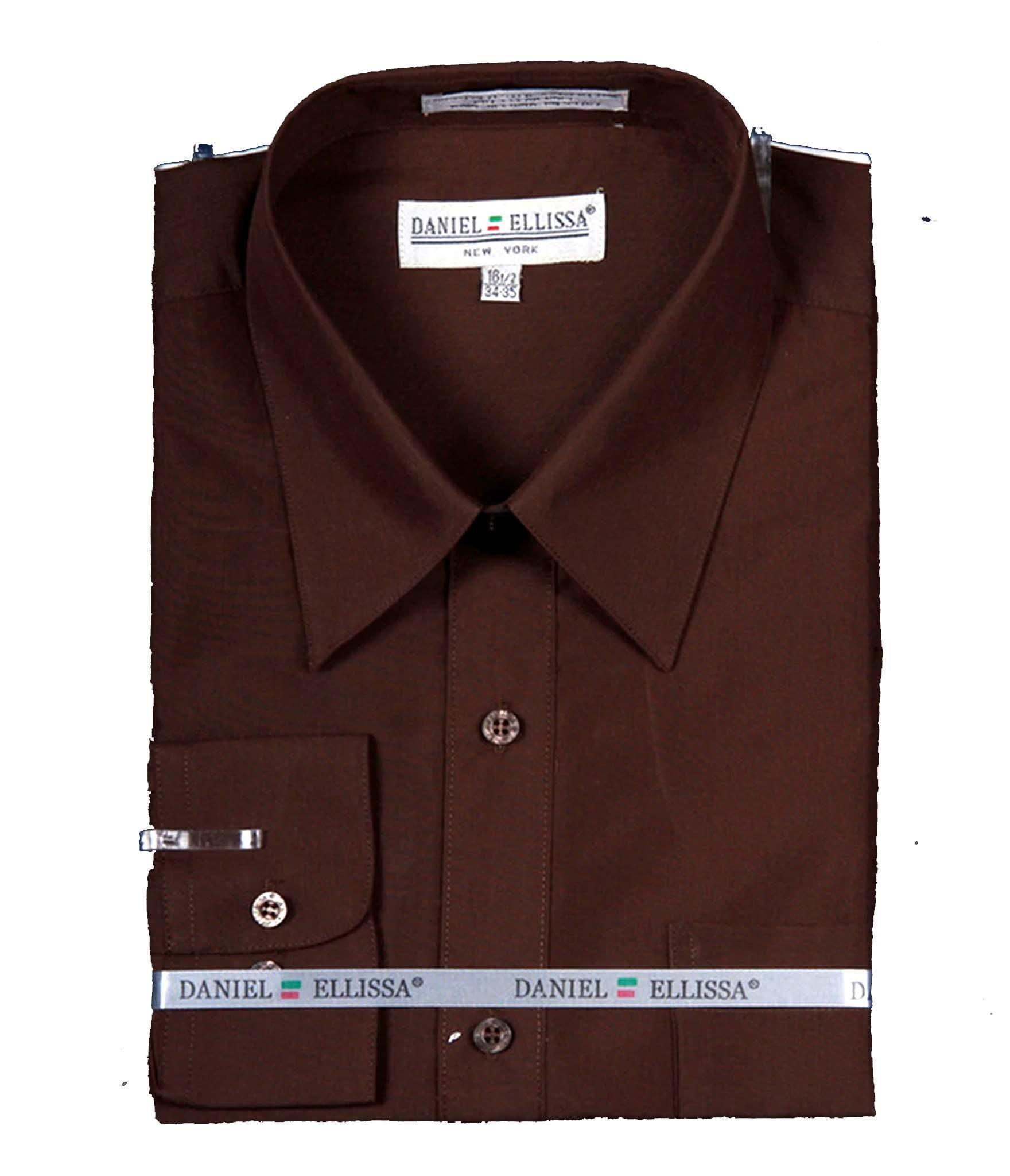 Premium Men's Dress Shirt with Convertible Cuff - Classic Dark Brown Business Shirt for Office, Wedding & Formal Occasions