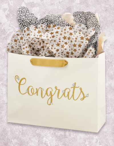 Golden Congratulations Gift Bags - Elegant Party Favors for Weddings, Graduations & Baby Showers - Premium Quality Celebration Supplies