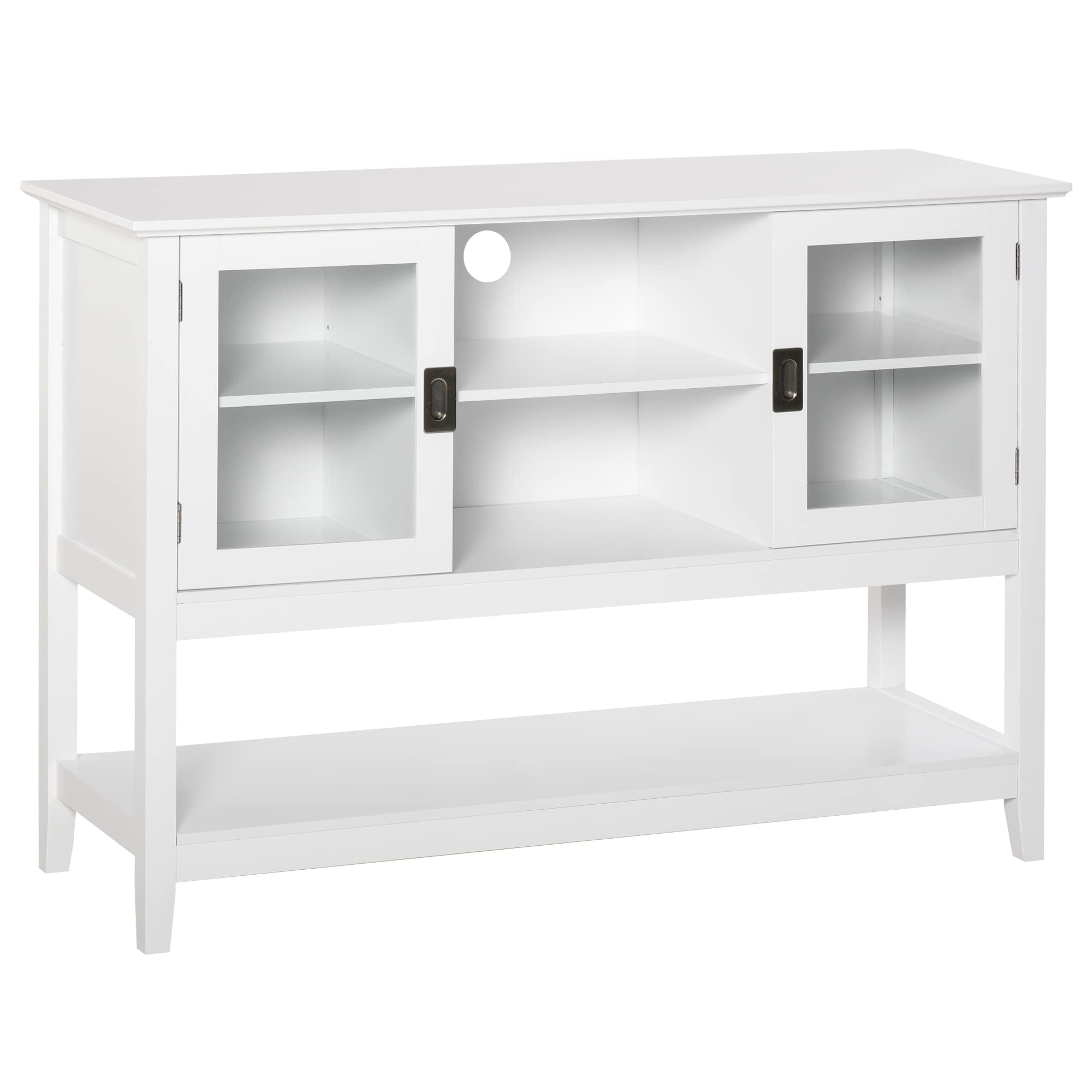 Modern White Sideboard Buffet Cabinet with Framed Glass Doors - Kitchen & Living Room Storage Console Table with Multiple Compartments & Anti-Tip Safety Design | Perfect for Dining Room Organization, Entryway Decor, and Home Entertainment Storage