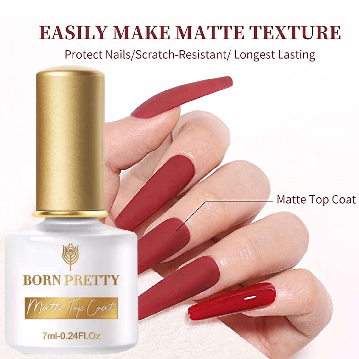 Matte Top Coat Nail Polish - 7ml by Born Pretty | Long-Lasting Shine for Manicures & Pedicures | Perfect for Gel, Acrylic & Natural Nails