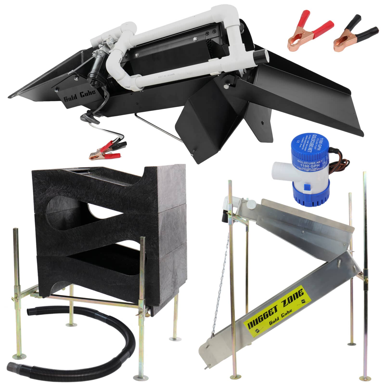 Gold Cube 3 Stack Deluxe Complete Kit with Nugget Zone Banker & Trommel - Gold Prospecting Equipment for Efficient Gold Recovery - Perfect for Mining, Panning, and Outdoor Adventures