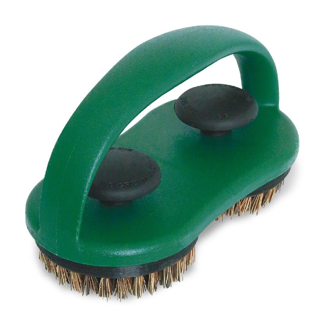 Big Green Egg Dual Grid & Pizza Stone Set with Palmyra Bristle Scrubber Brush (Model 127136) - Perfect for Outdoor Grilling, Smoking, and Pizza Making