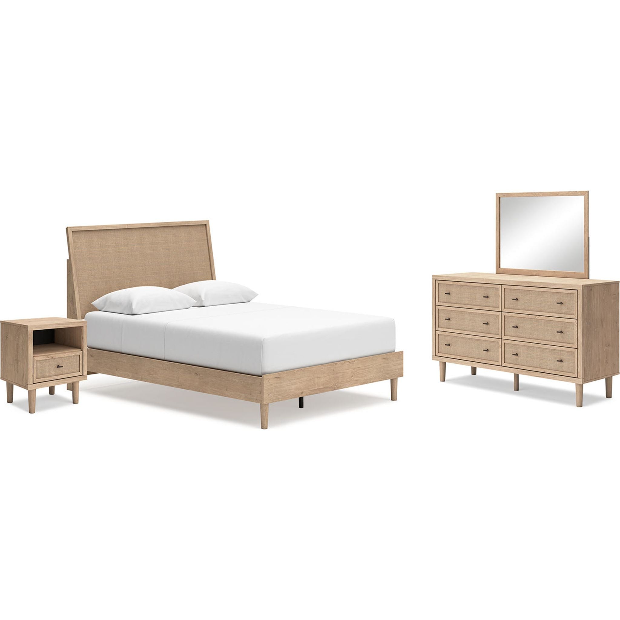 Cielden 6-Piece Queen Size Platform Bedroom Set with Two-Tone Finish - Modern Wooden Bed Frame, Nightstands & Dresser for Stylish Home Decor