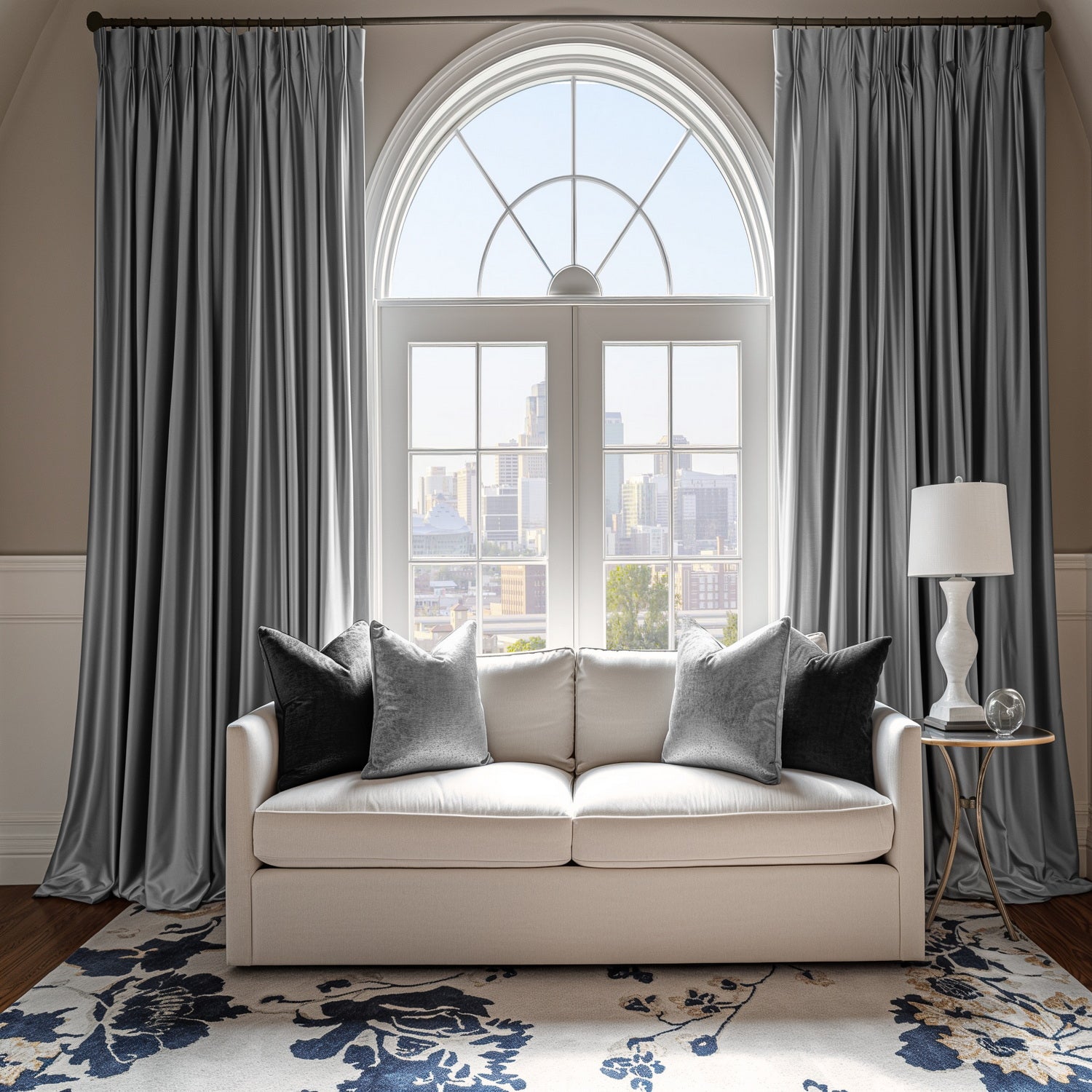 Luxury Platinum Solid Faux Silk Taffeta Custom Curtains - Blackout Drapes for Living Room, Bedroom & Home Decor - Premium Window Treatments for Thermal Insulation & Light Blocking