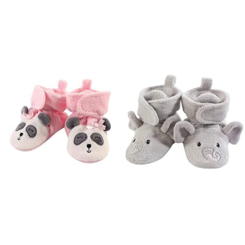 Hudson Baby Fleece Booties 2-Pack, Panda & Elephant 0-6M - Cozy Winter Wear