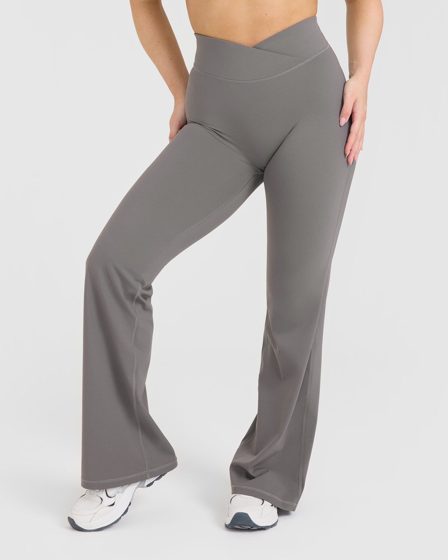 Unified Wrap Flared Bottoms | Ash Grey Women's High Waist Pants for Casual Wear & Office Outfits