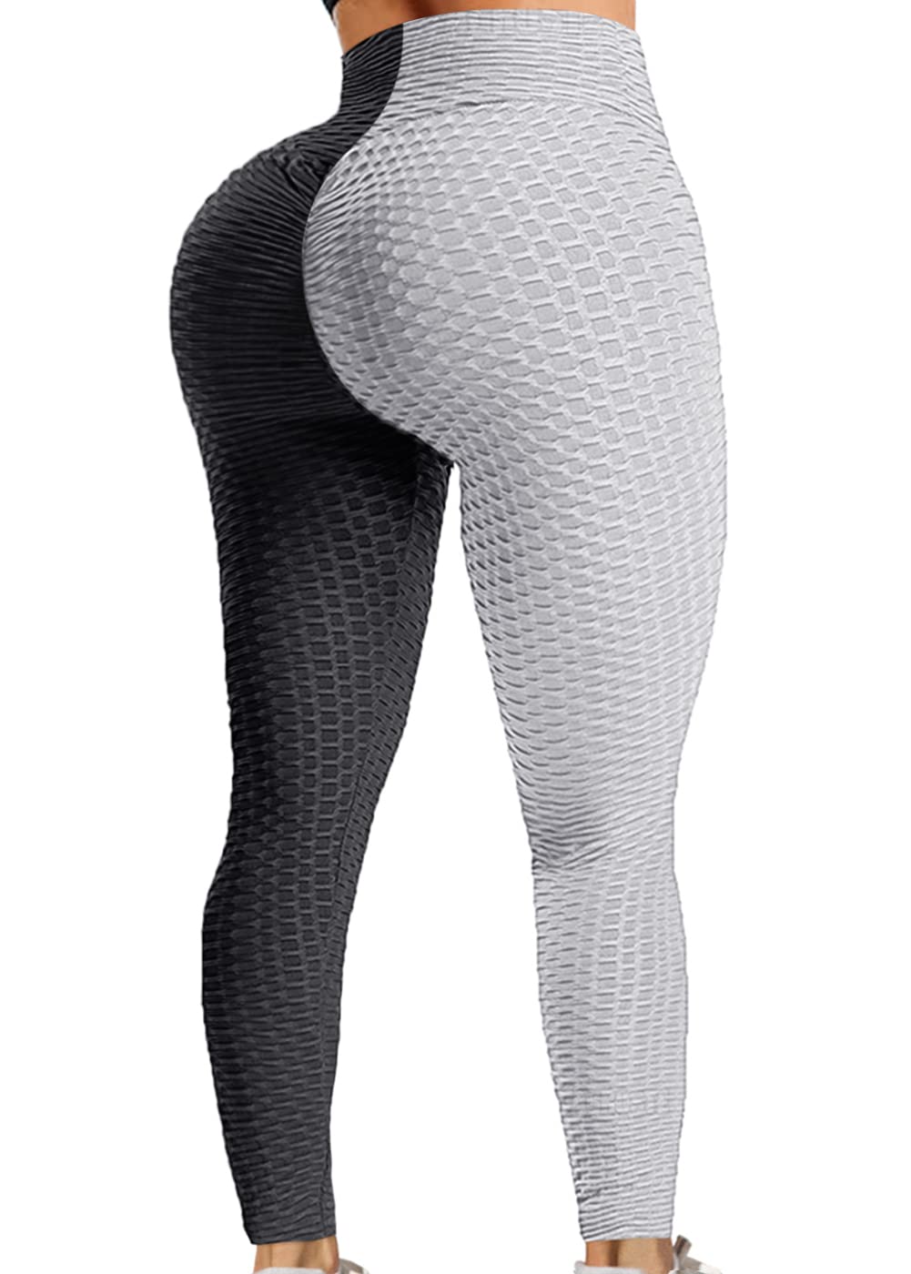 AGROSTE Women's High Waist Yoga Pants - Tummy Control Workout Leggings with Butt Lifting Design, Stretchy Textured Booty Tights for Yoga, Gym & Running