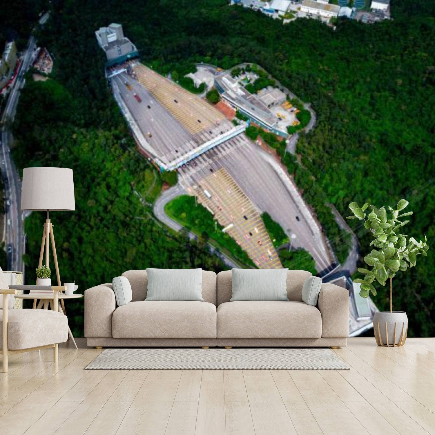 3D Removable Peel and Stick Wallpaper - Hong Kong Lion Rock Tunnel Aerial View, Modern Wall Stickers for Living Room & Bedroom Decor | Easy DIY Home Wall Decoration for Apartments & Dorms