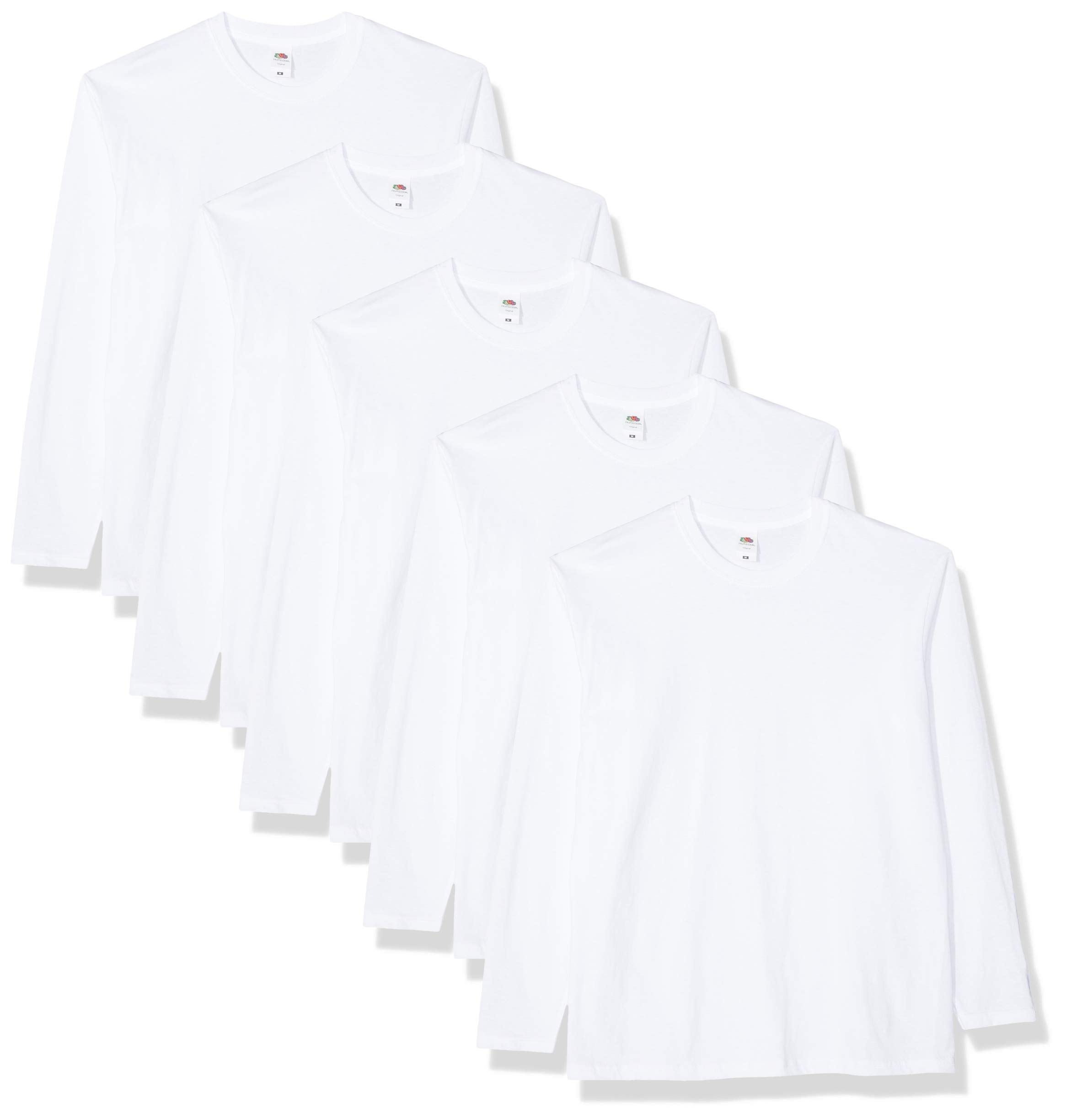 Fruit of the Loom Original Long Sleeve T-Shirts 5-Pack for Men - Soft Cotton Crewneck Tees for Everyday Wear, Work & Casual Outfits