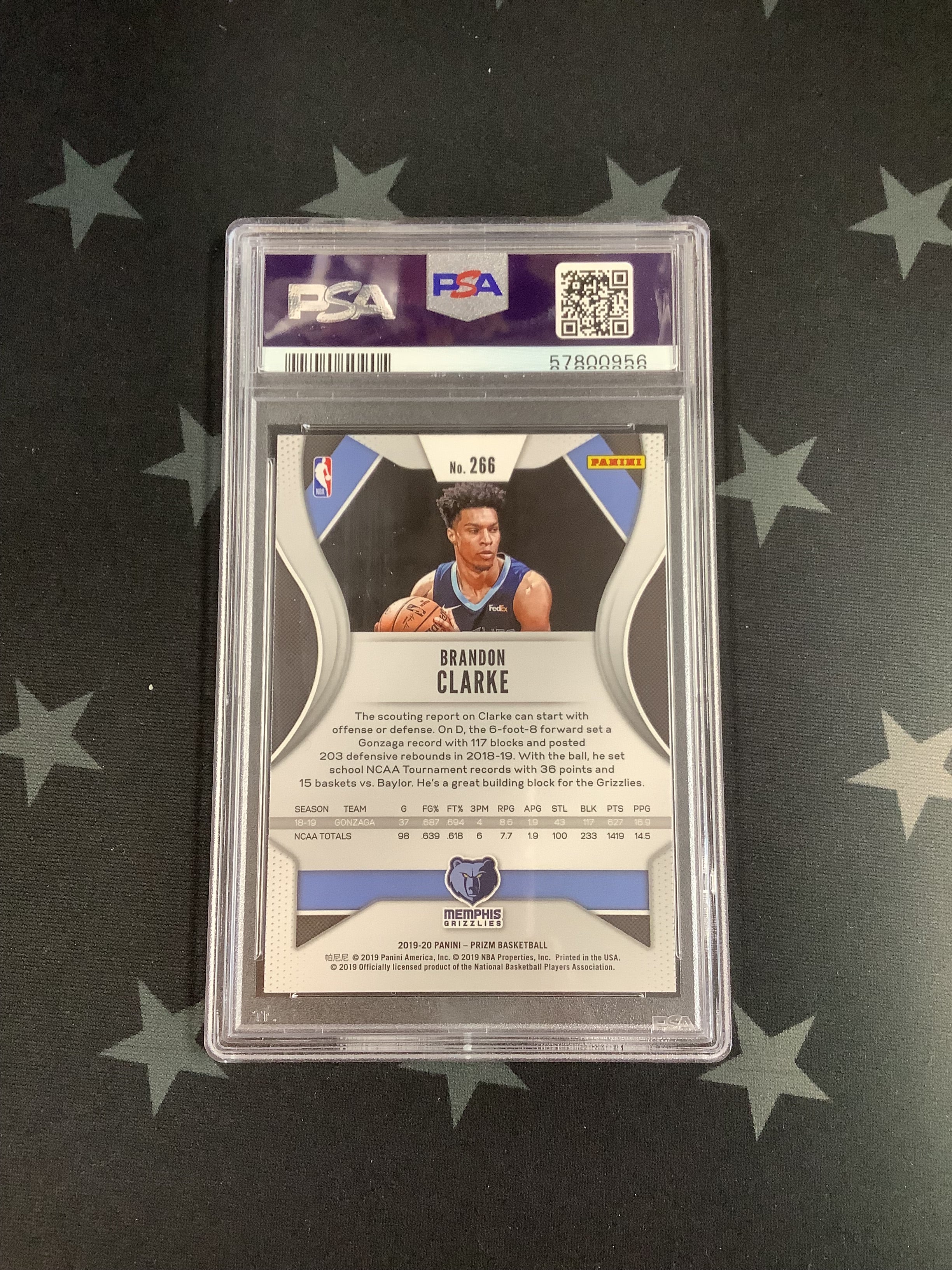 2019 PANINI PRIZM Basketball Card #266 Brandon Clarke PSA GEM MT 10 - Rare Collectible for NBA Fans & Sports Memorabilia Enthusiasts - Perfect for Display, Investment, and Trading