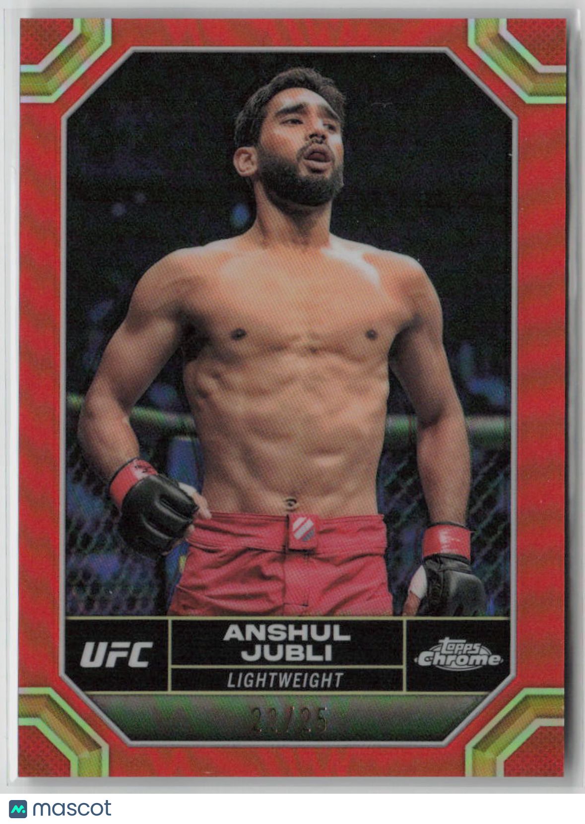 2024 Topps Chrome Anshul Jubli Orange Refractor UFC Trading Card 22/25 #18 - Rare Collectible for UFC Fans & Sports Memorabilia Enthusiasts