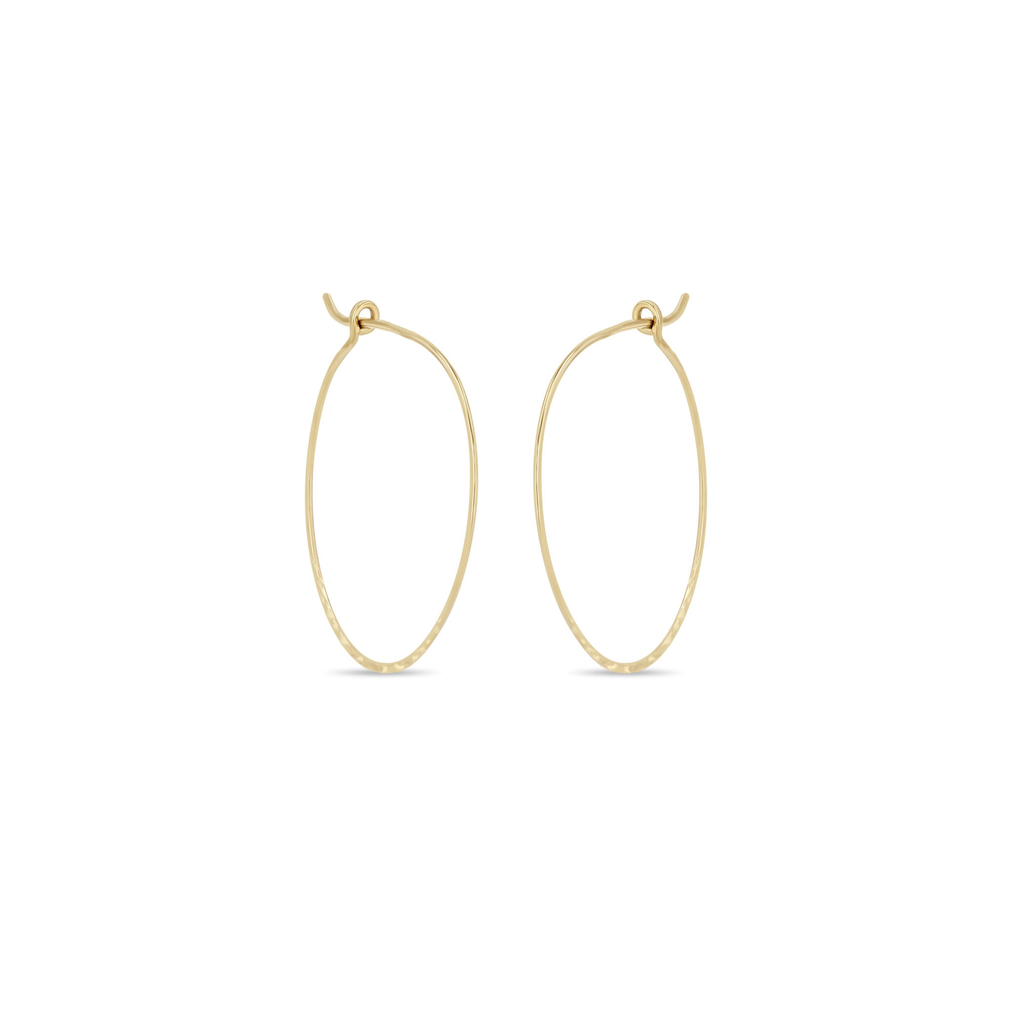 14K Gold Medium Thin Hammered Hoop Earrings for Women - Elegant Dainty Everyday Jewelry - Perfect for Work, Date Night & Special Occasions