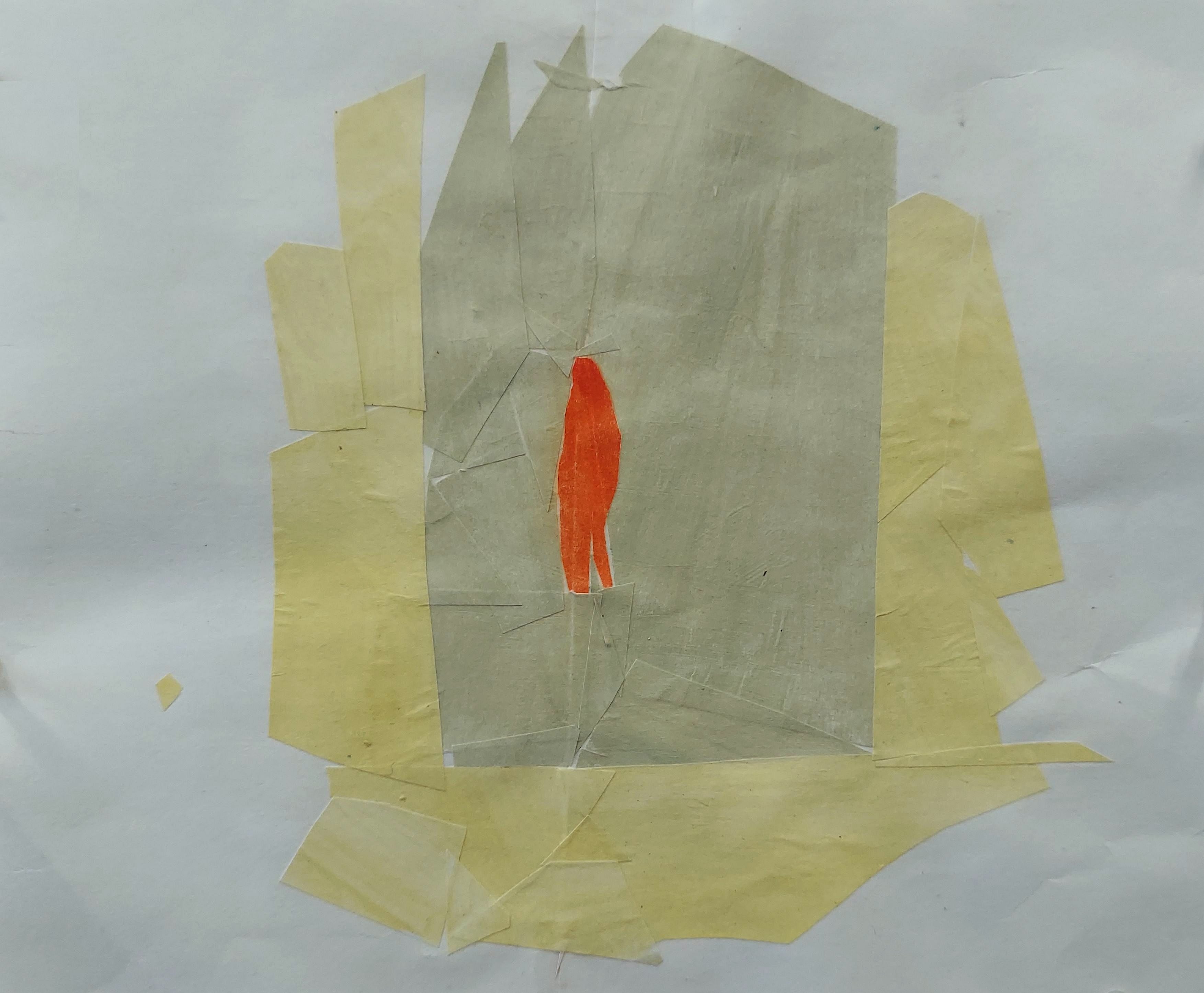 Katie Knoeringer Original Artwork - Abstract Orange Figure Painting - Modern Wall Art for Home & Office Decor