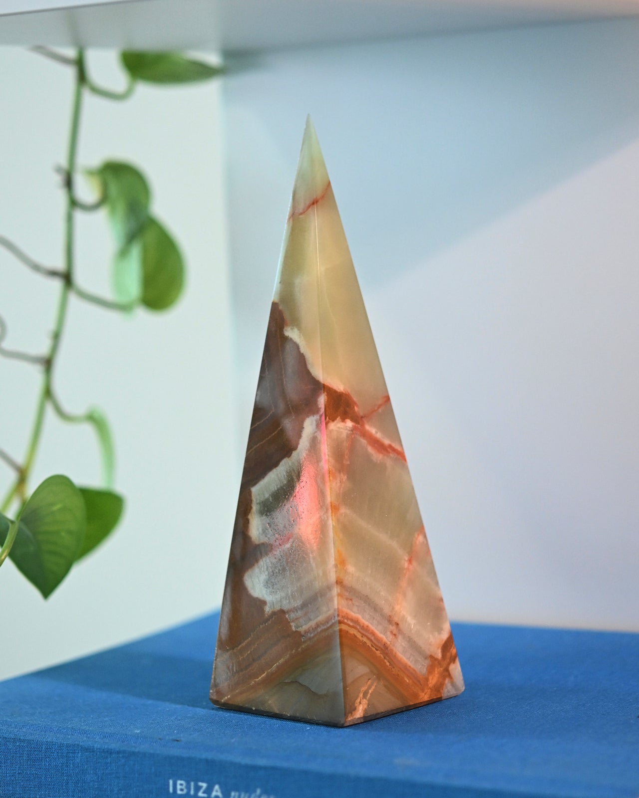 8 Inch Green Onyx Tall Pyramid - Handcrafted Spiritual Decor for Home Altar, Meditation Space & Feng Shui