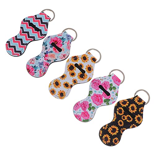 Beaupretty 5Pcs Chapstick Holder Keychain - Lip Balm Holder for Keys, Bulk Lipstick & Chapstick Organizer - Perfect for Gym, Travel, and Everyday Use
