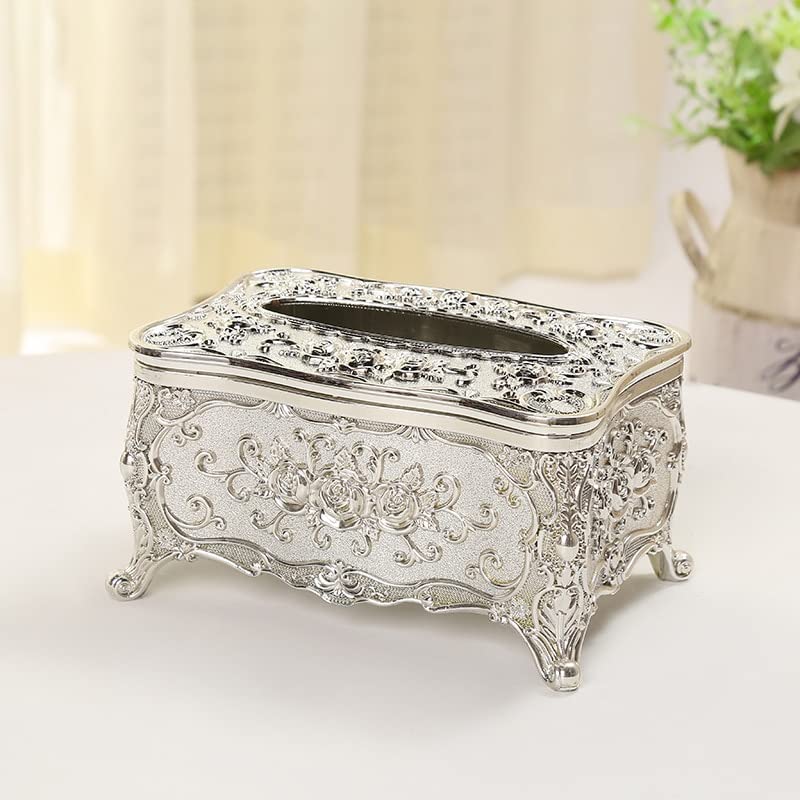YANMAN Handcrafted Woven Paper Tissue Box Holder - Elegant Silver Storage for Living Room, Tea Table & Desktop | Creative Multifunctional Napkin Organizer for Home Decor & Office Use