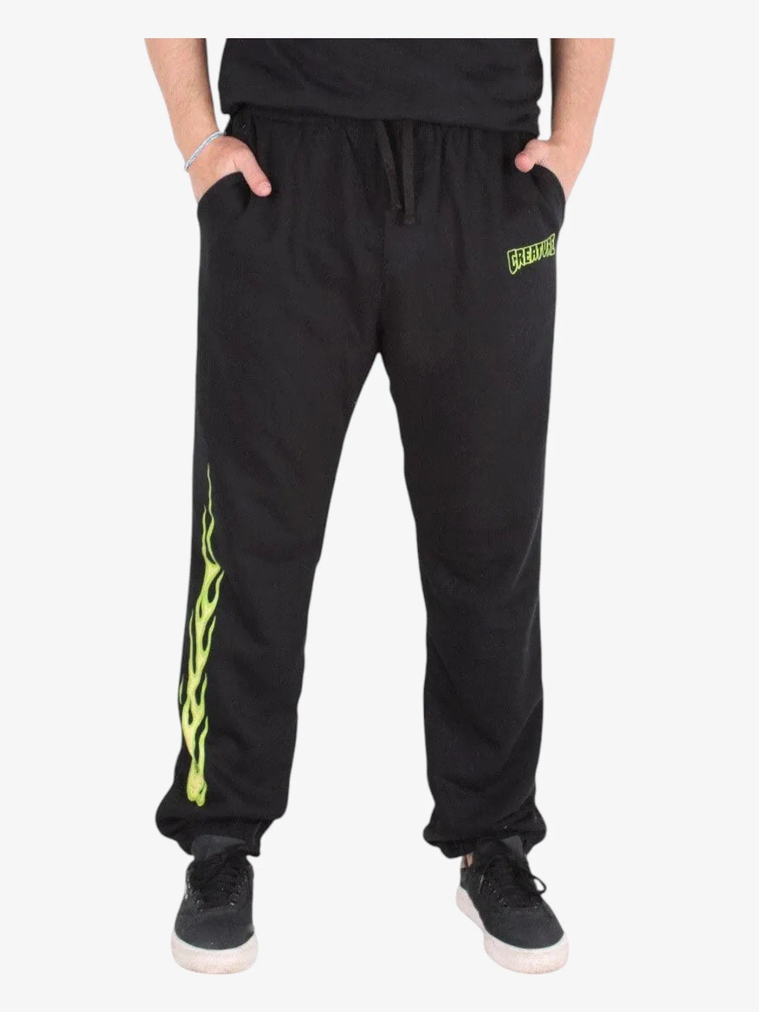 Men's Straight Leg Jogger Pants with Rustic Print - Black | Casual Streetwear & Lounge Comfort for Everyday Wear