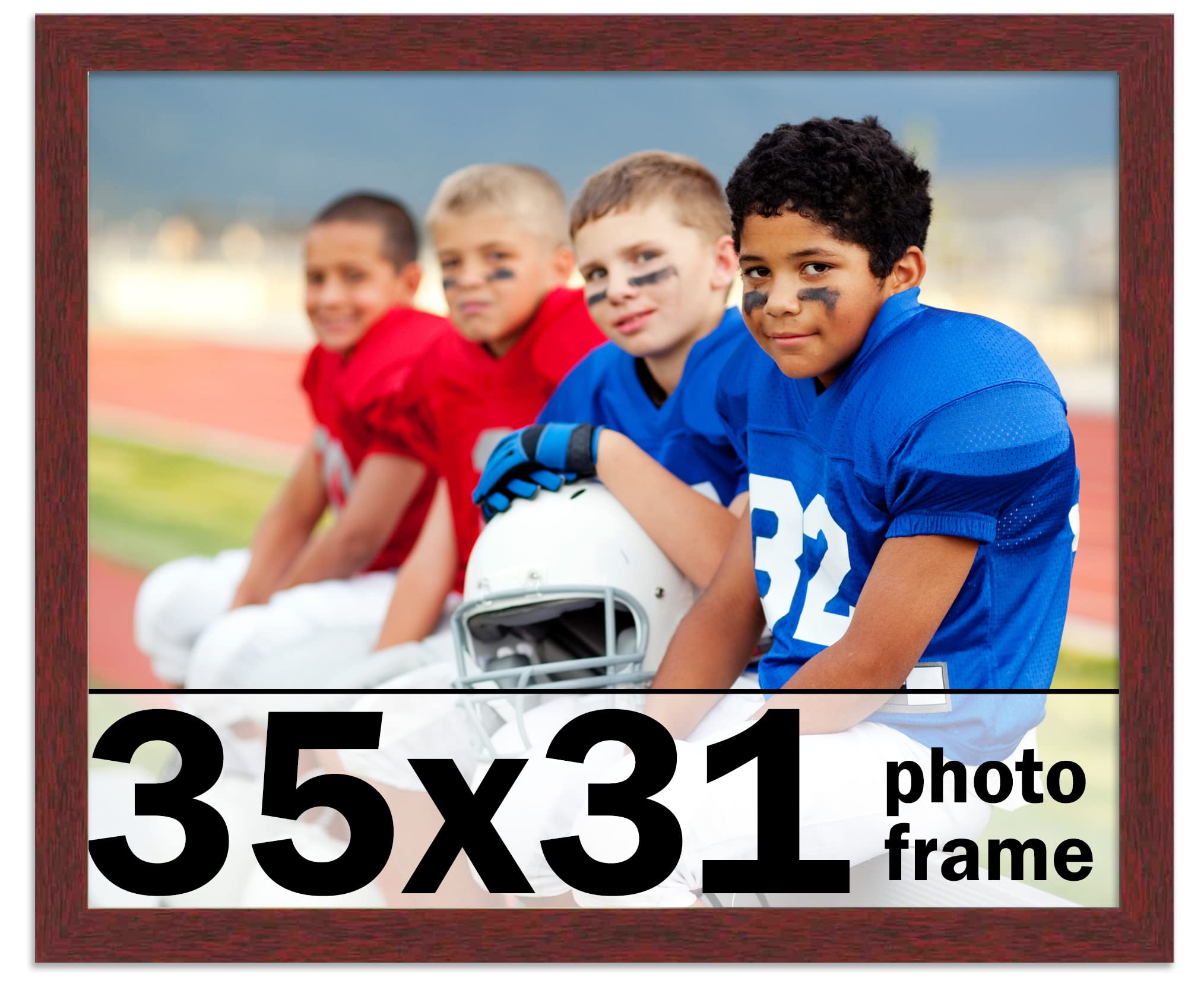 CountryArtHouse 35x31 Inch Solid Wood Picture Frame in Rich Mahogany Brown - Premium Frame Kit with UV Protective Acrylic, Acid-Free Backing & Hanging Hardware - Perfect for Wall Art, Family Photos & Home Decor
