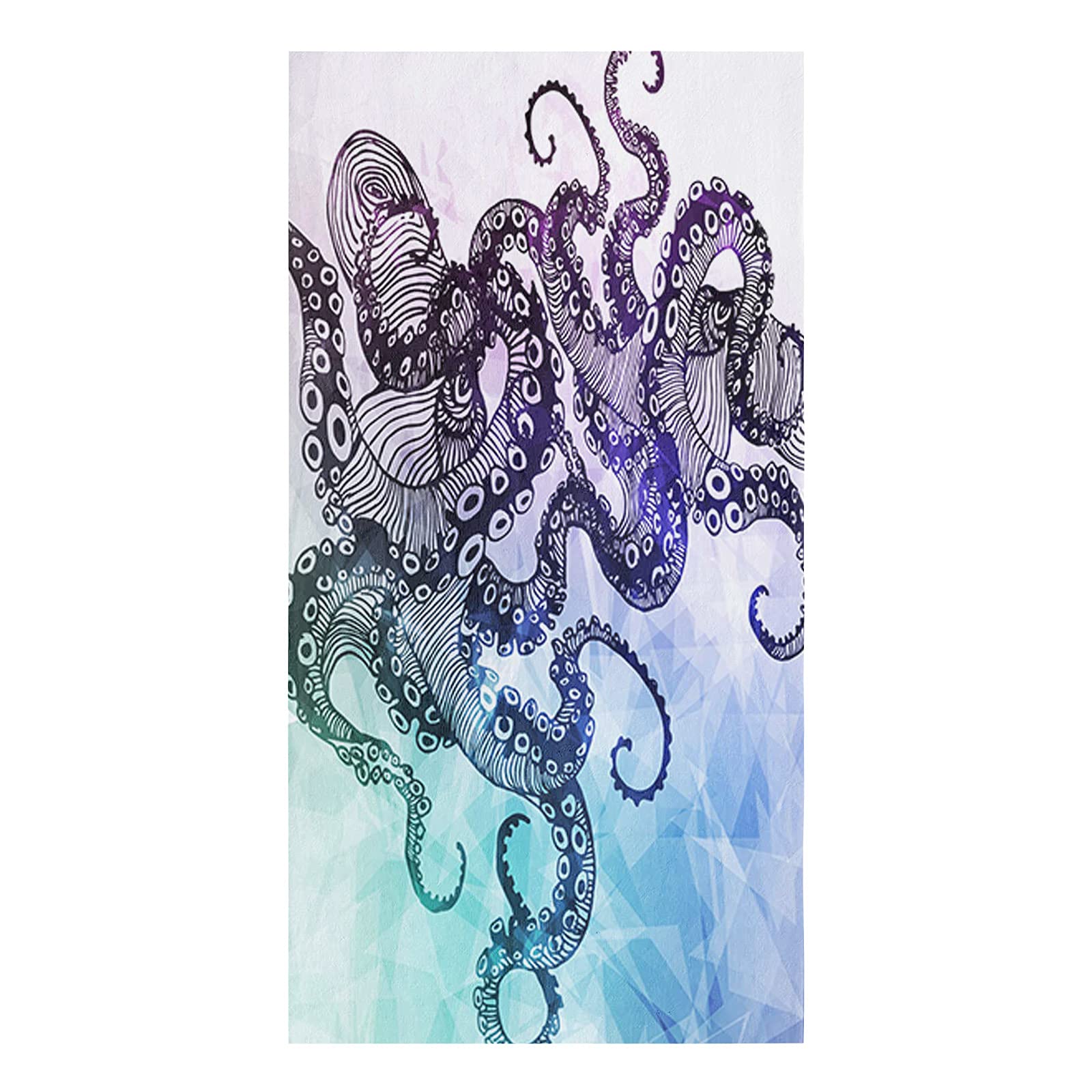 Vandarllin Absorbent Microfiber Dish Towels Set - 18x28 Inch Octopus Kraken Design Kitchen & Bathroom Tea Towels (Black Blue Purple) | Quick-Drying for Washing Dishes, Cleaning Countertops & Drying Hands