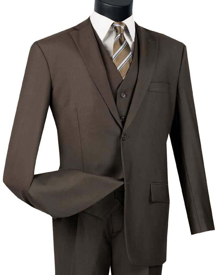 Classic Fit 3-Piece Brown Vested Suit for Men | Formal Business Attire & Wedding Outfit