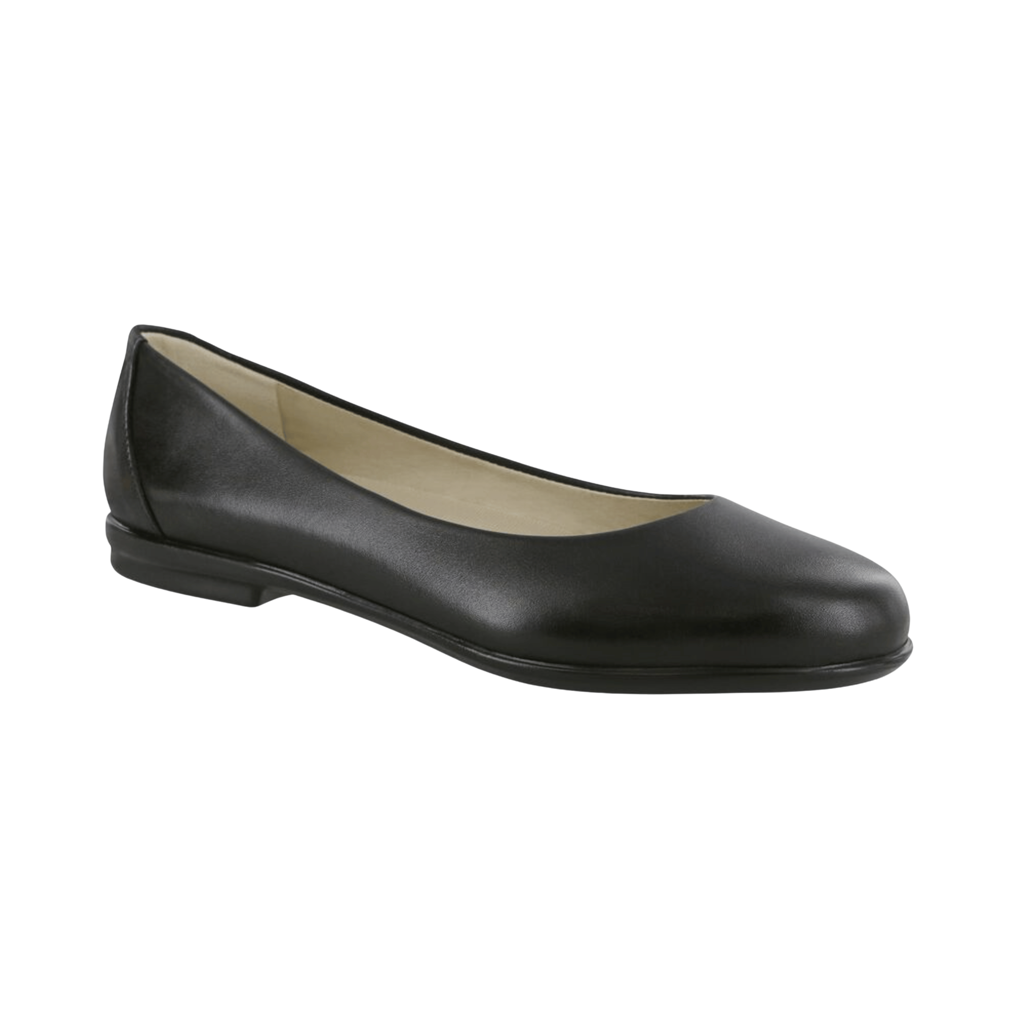 Women's Comfortable Ballet Flats - Black Leather Slip-On Shoes for Casual Wear, Work & Travel (Regular Width) - Perfect for Office, Walking & Everyday Outfits