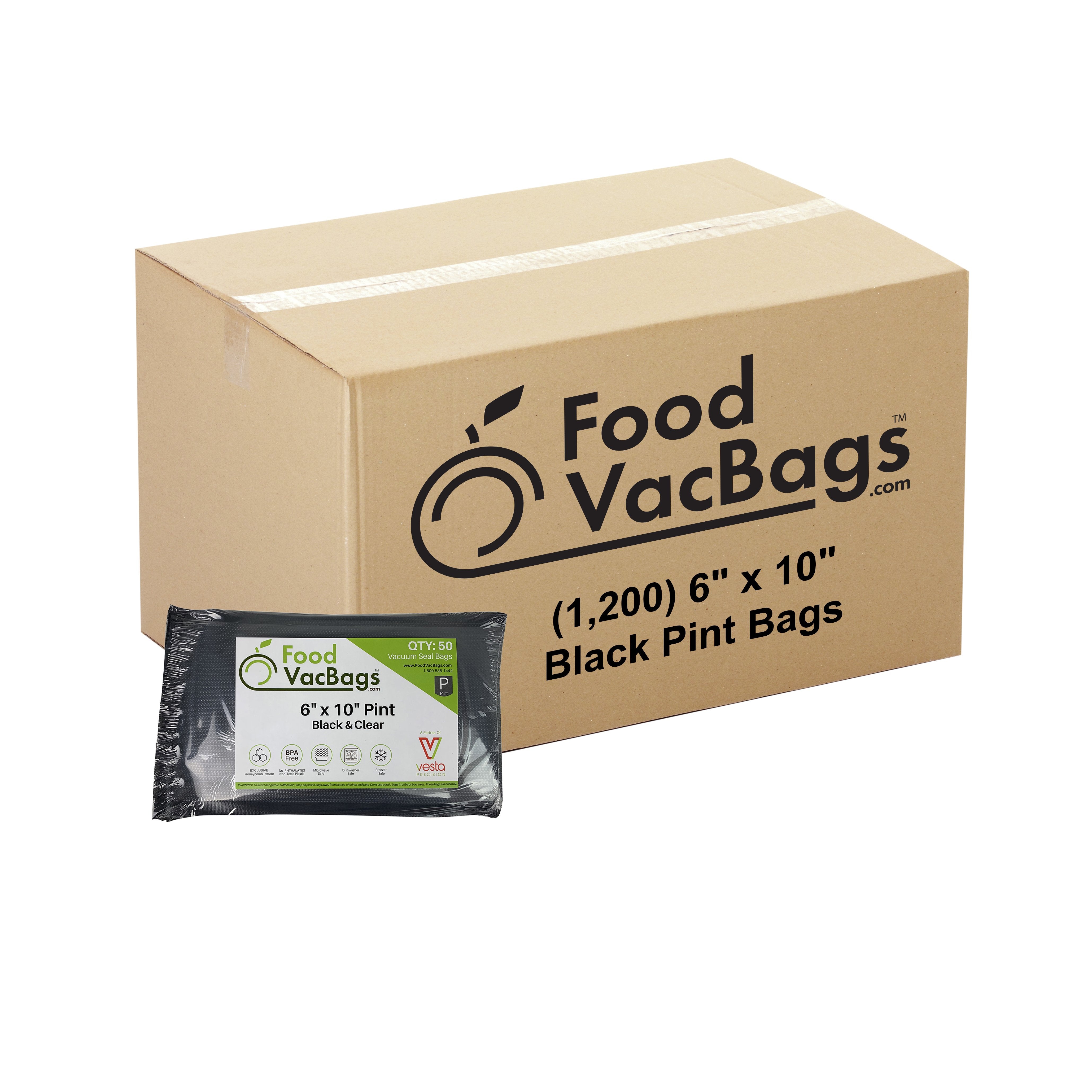 1200 6x10 Inch Black & Clear Pint Bags - Heavy Duty Plastic Storage Bags for Food, Crafts, Jewelry & Small Items | Perfect for Freezing, Organizing & Packaging