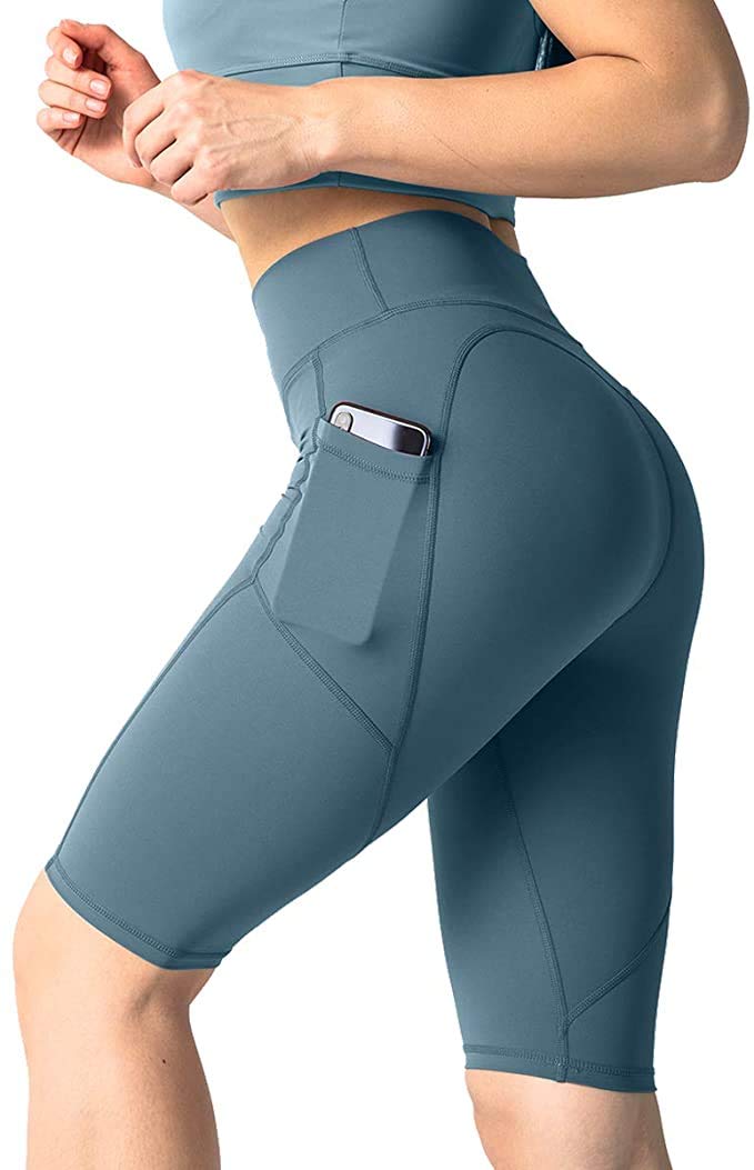 MITAOSLIM High Waist Biker Shorts for Women - Yoga Running Workout Compression Shorts with Side Pockets, No Awkward Line - Perfect for Gym, Cycling & Everyday Wear