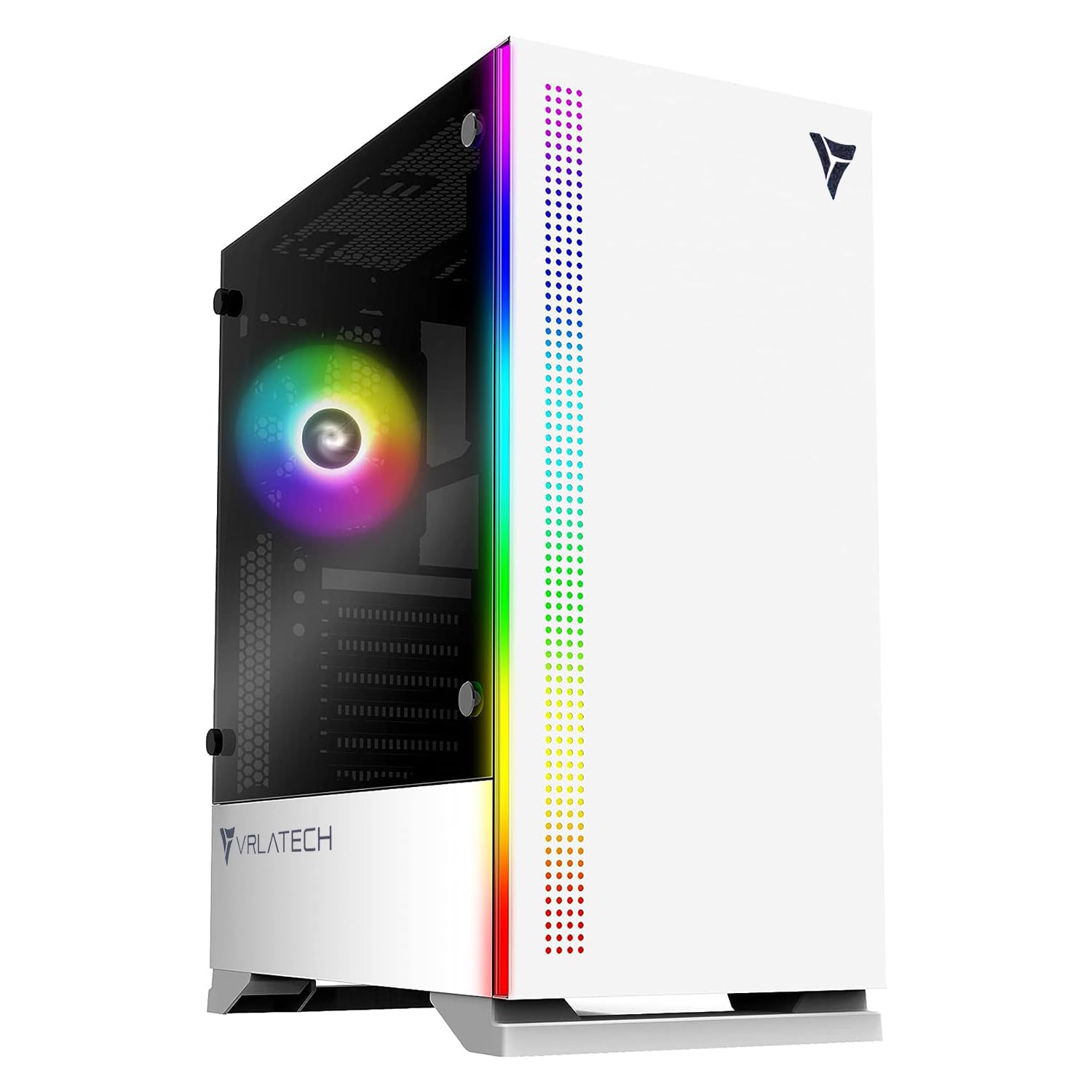 Zalman VRLA Legacy ATX Mid-Tower Gaming PC Case with RGB LED Strip & Fan - Premium Tinted Tempered Glass Side Panel, White - Perfect for Gaming Setups & Custom PC Builds