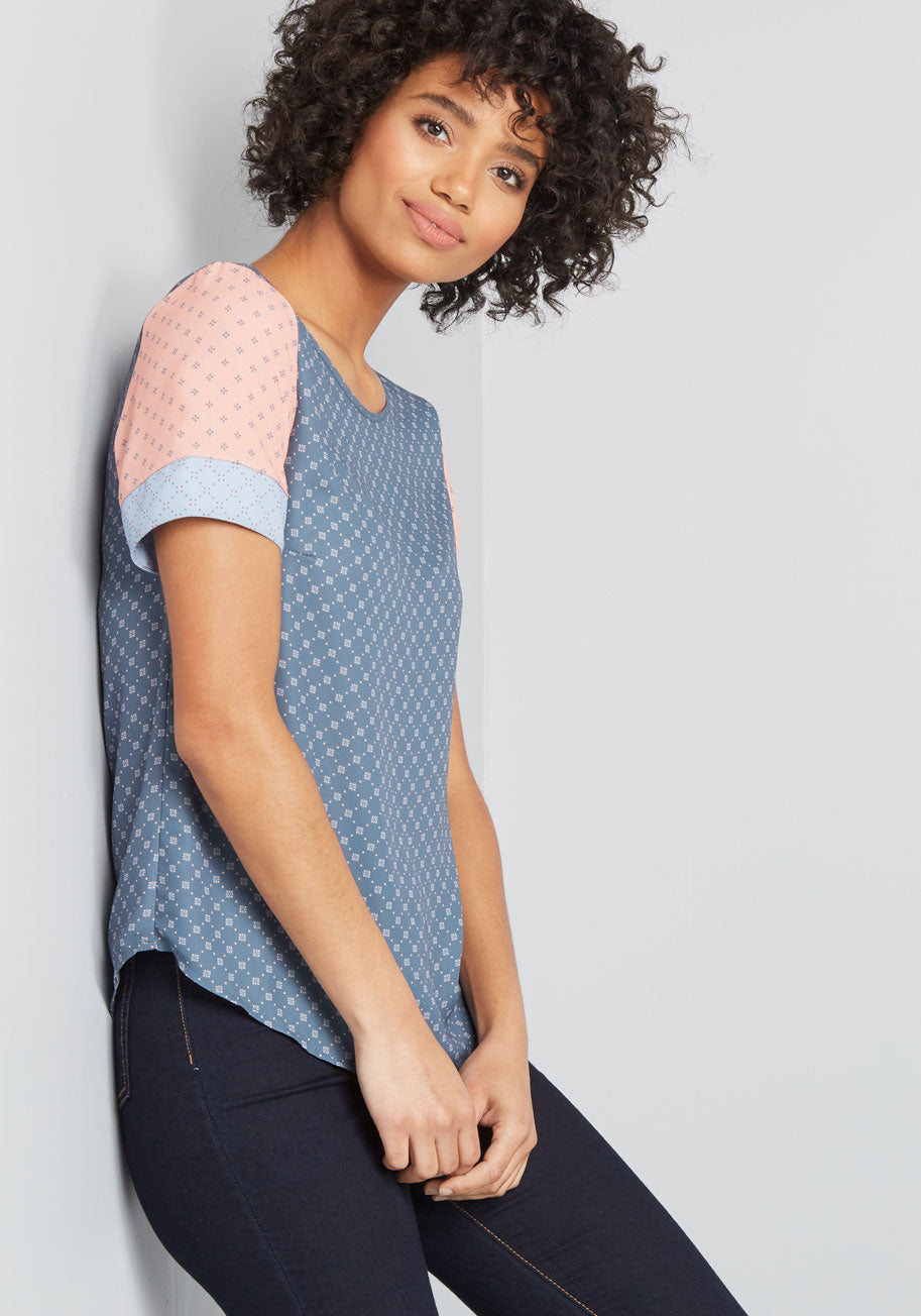 Fresh Mixed Daily Short Sleeve Blouse for Women - Casual Summer Tops - Perfect for Office, Dating & Vacation Outfits