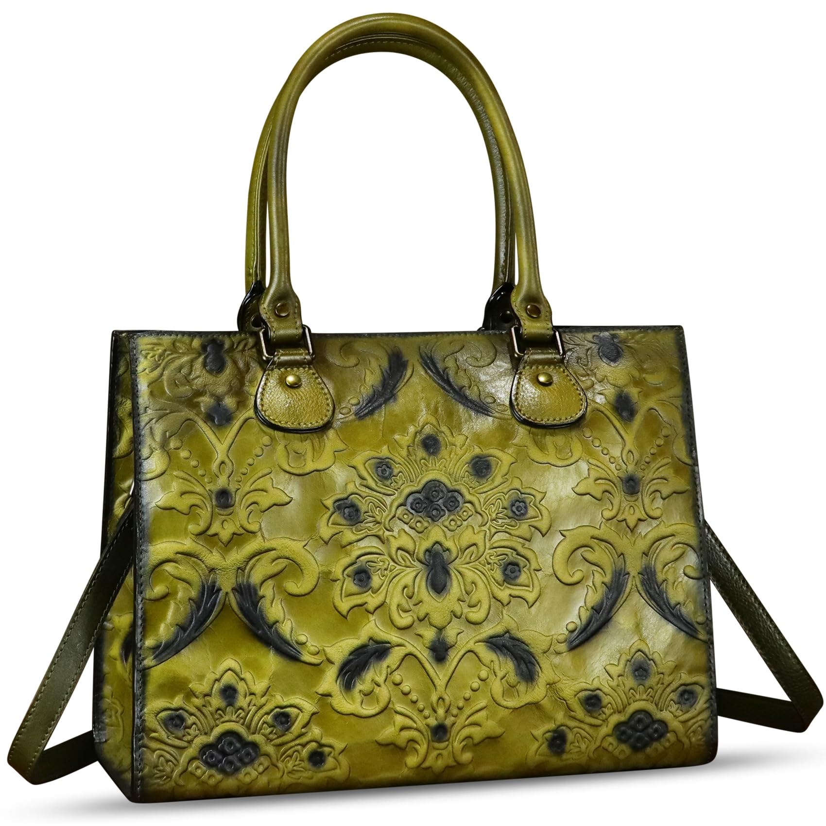 Genuine Leather Tote Bag for Women - Handmade Embossed Top Handle Shoulder Purse & Crossbody Satchel | Perfect for Work, Travel & Everyday Use