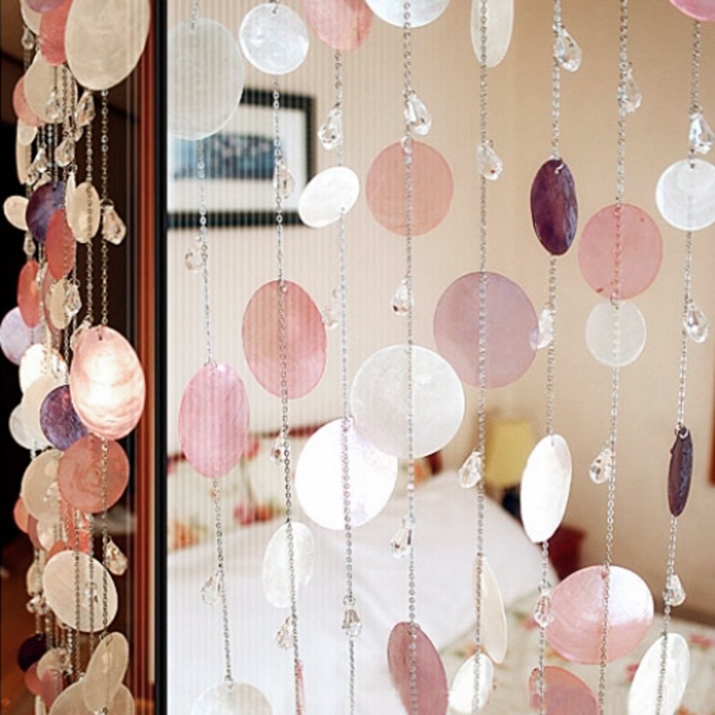 ZYCLSSRV Crystal Beaded Door Curtain - Handmade Shell Bead Strings for Home & Commercial Decor - Perfect for Doorways, Windows, Room Dividers & Boho Style Interior Design