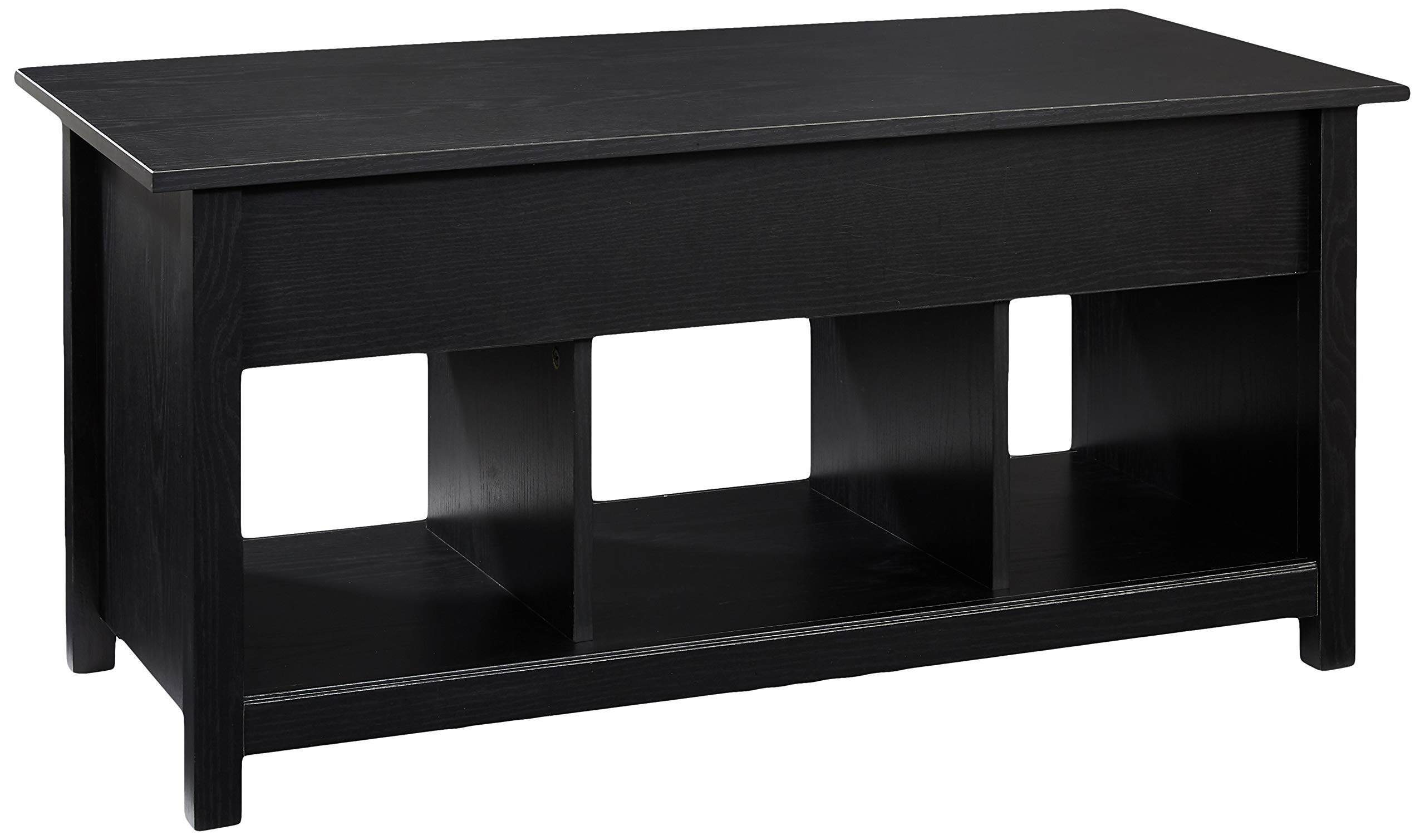 ROCKPOINT Argus Lift-Top Coffee Table with Storage - Solid Wood Lift Top Coffee Table in Penguin Black - Perfect for Living Room, Home Office, and Small Spaces