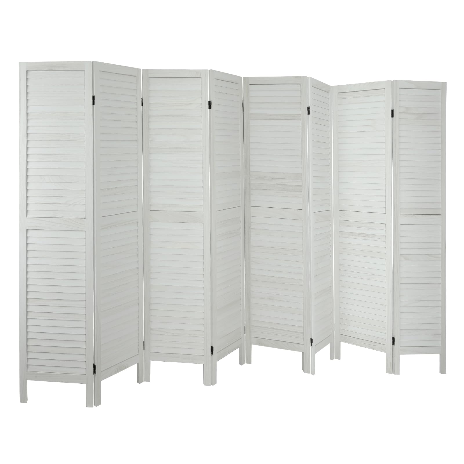 ECOMEX 8 Panel Wooden Room Divider - 5.6Ft Tall Folding Privacy Screen, Freestanding Louvered Partition for Home Office, Restaurant, Bedroom & Living Room (Cream) - Perfect for Creating Private Spaces & Room Decoration