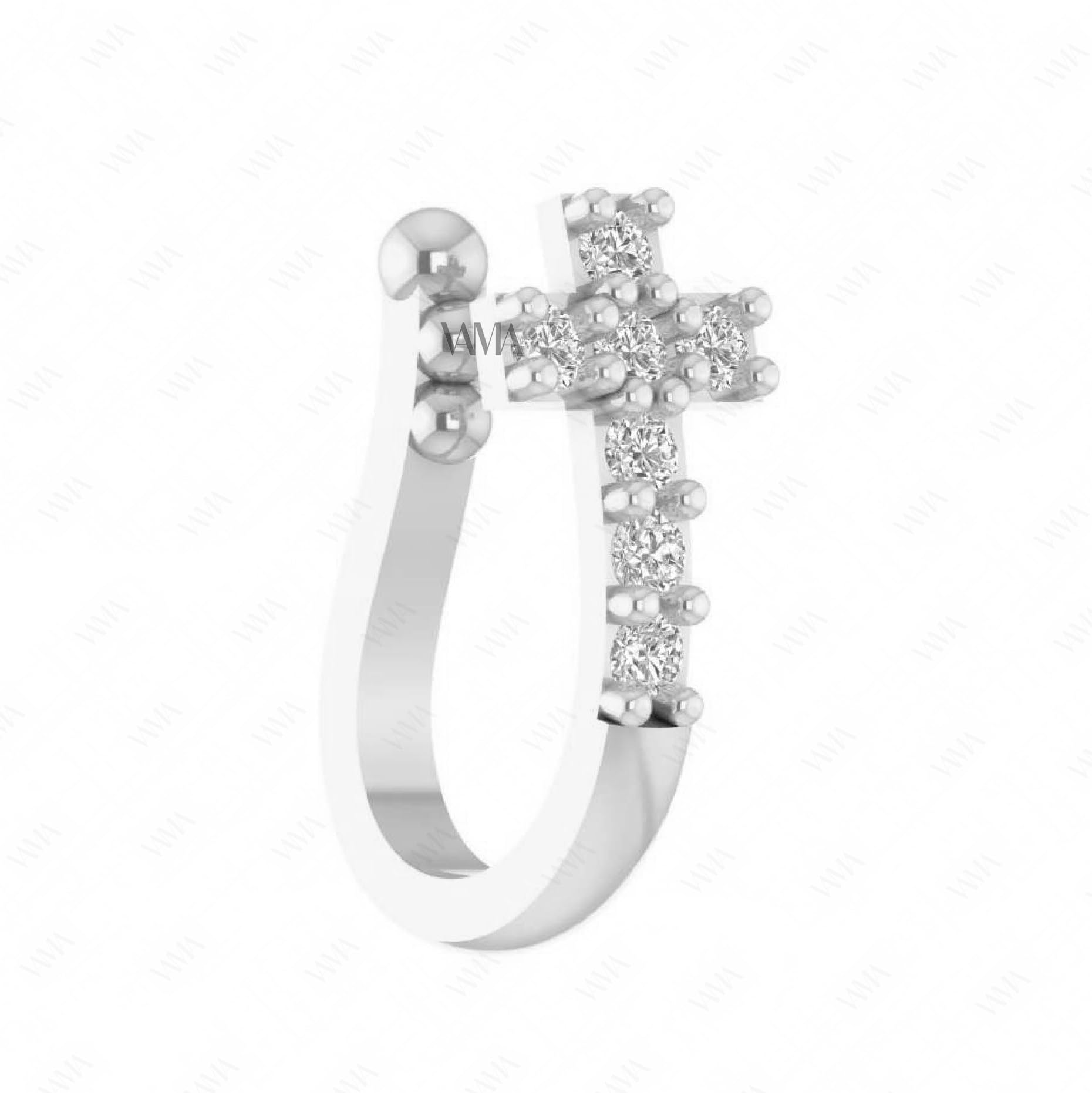 VAMA Fashions Christian Cross Clip-On Silver Nose Ring - No Piercing Required, Press-On Nose Pin for Women & Girls - Perfect for Church, Parties, and Everyday Wear