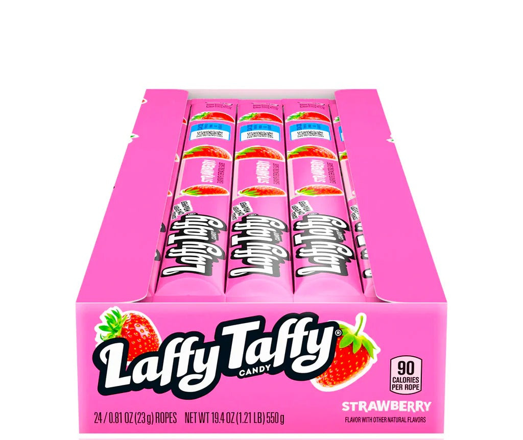 Ferrara Laffy Taffy Strawberry Rope Candy - 24 Count Bulk Box | Chewy Taffy Snacks for Parties, Halloween Treats & Office Candy Bowls