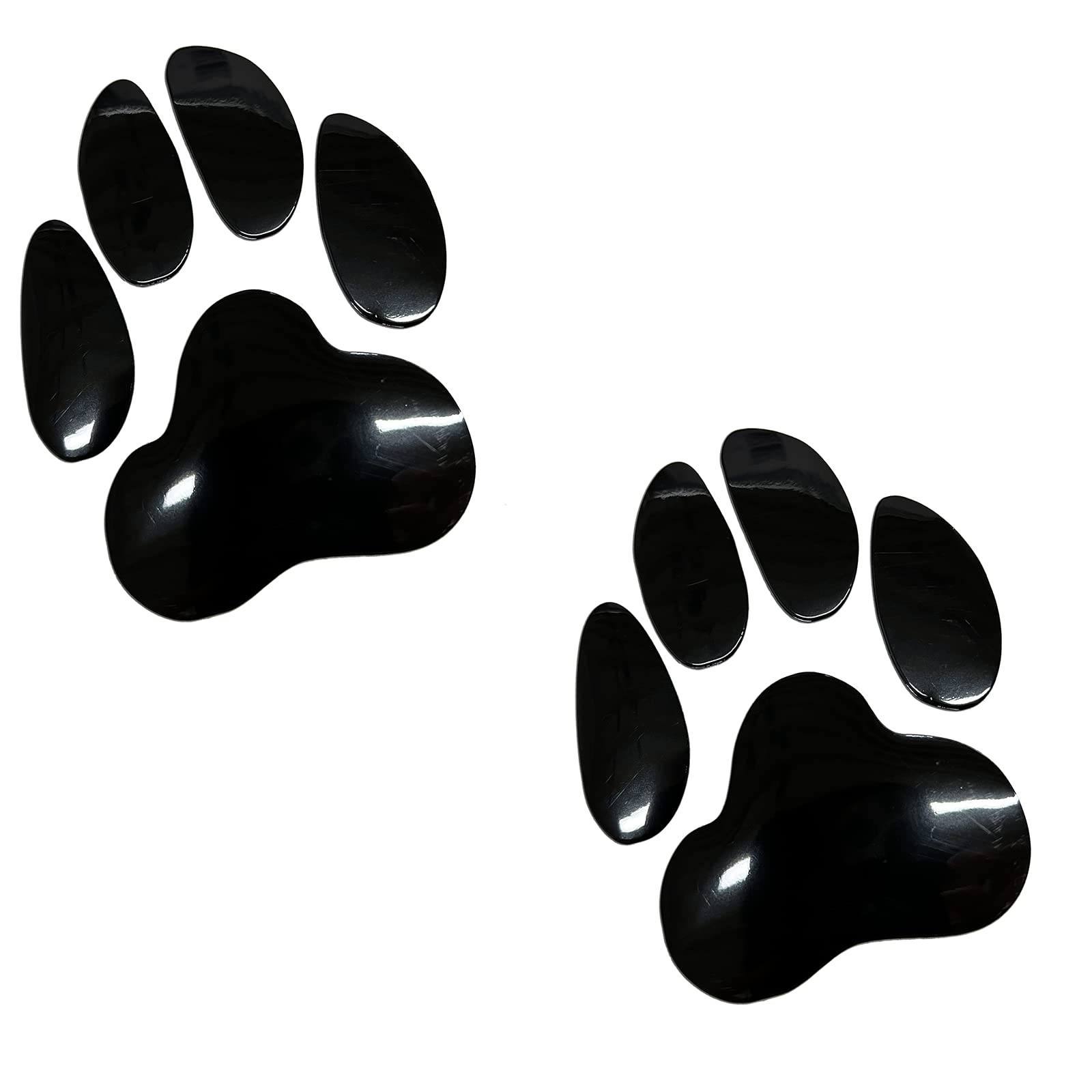 LZLRUN 2 Pack 3D Chrome Dog Paw Print Car Stickers - Black Vinyl Decals for Car Bumper, Window, Laptop & DIY Decoration | Waterproof & Durable for Cars, Trucks, SUVs, Motorcycles & Personal Items