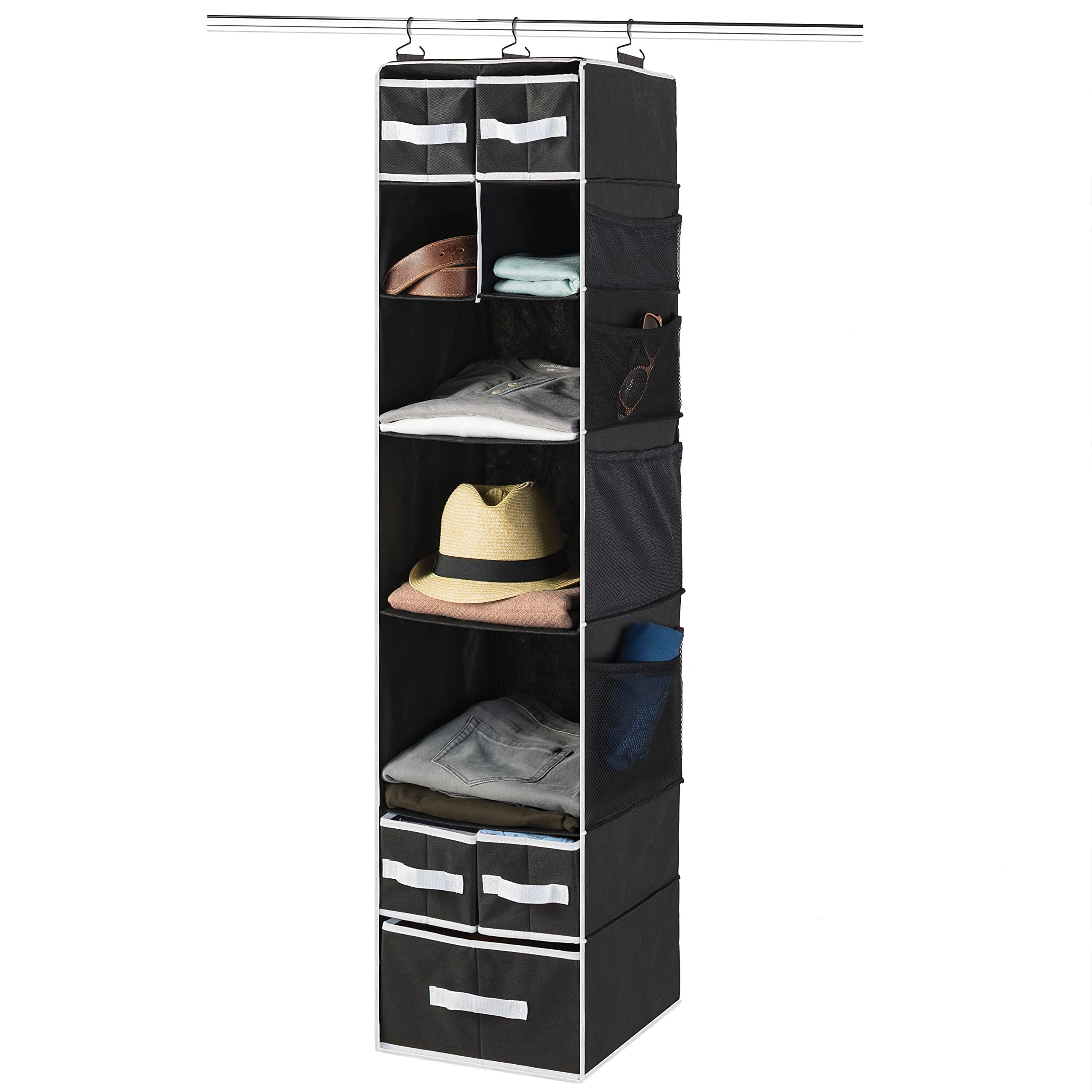ZOBER 9-Shelf Hanging Closet Organizer - Space Saving Storage Shelves for Clothes, Towels, Toys - Perfect for College Dorm, Nursery & Home Closet Organization - Ideal for Small Spaces & Bedroom Storage Solutions