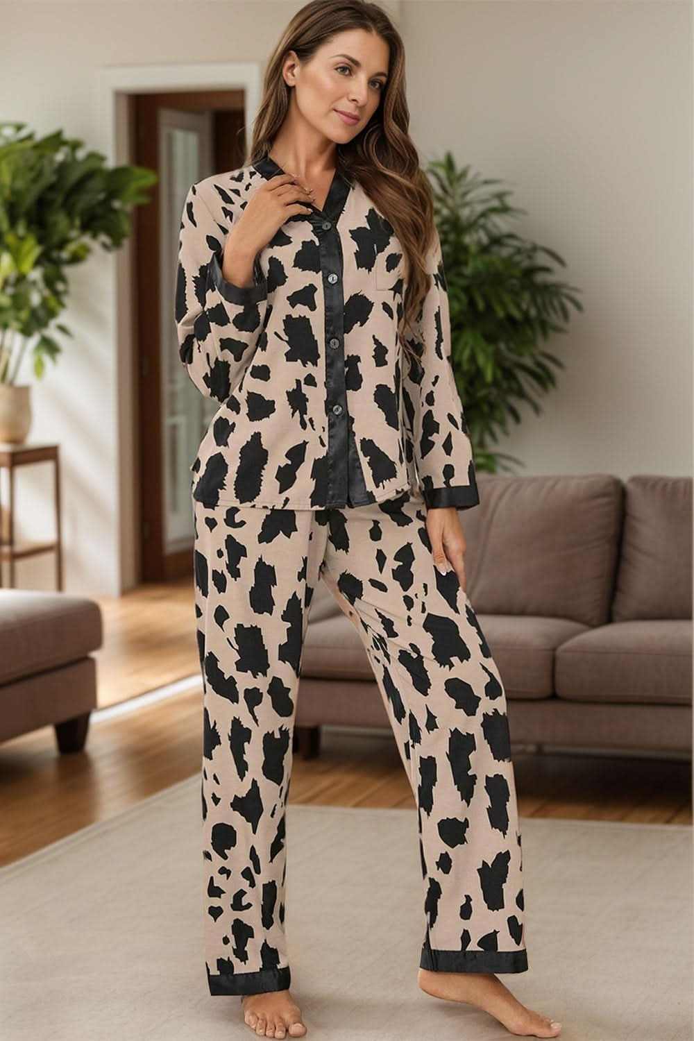 Stylish Long Sleeve Lounge Set for Women - Soft Comfortable Loungewear - Perfect for Relaxing at Home, Yoga, and Casual Outings