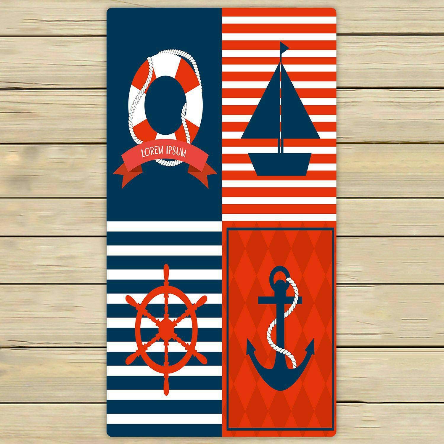 ECZJNT Nautical Beach Towel - 30x56 Inch Large Bath & Shower Towel for Home, Pool, Travel - Quick Dry & Soft for Beach, Vacation, Gym, Yoga (Blue Striped Design)