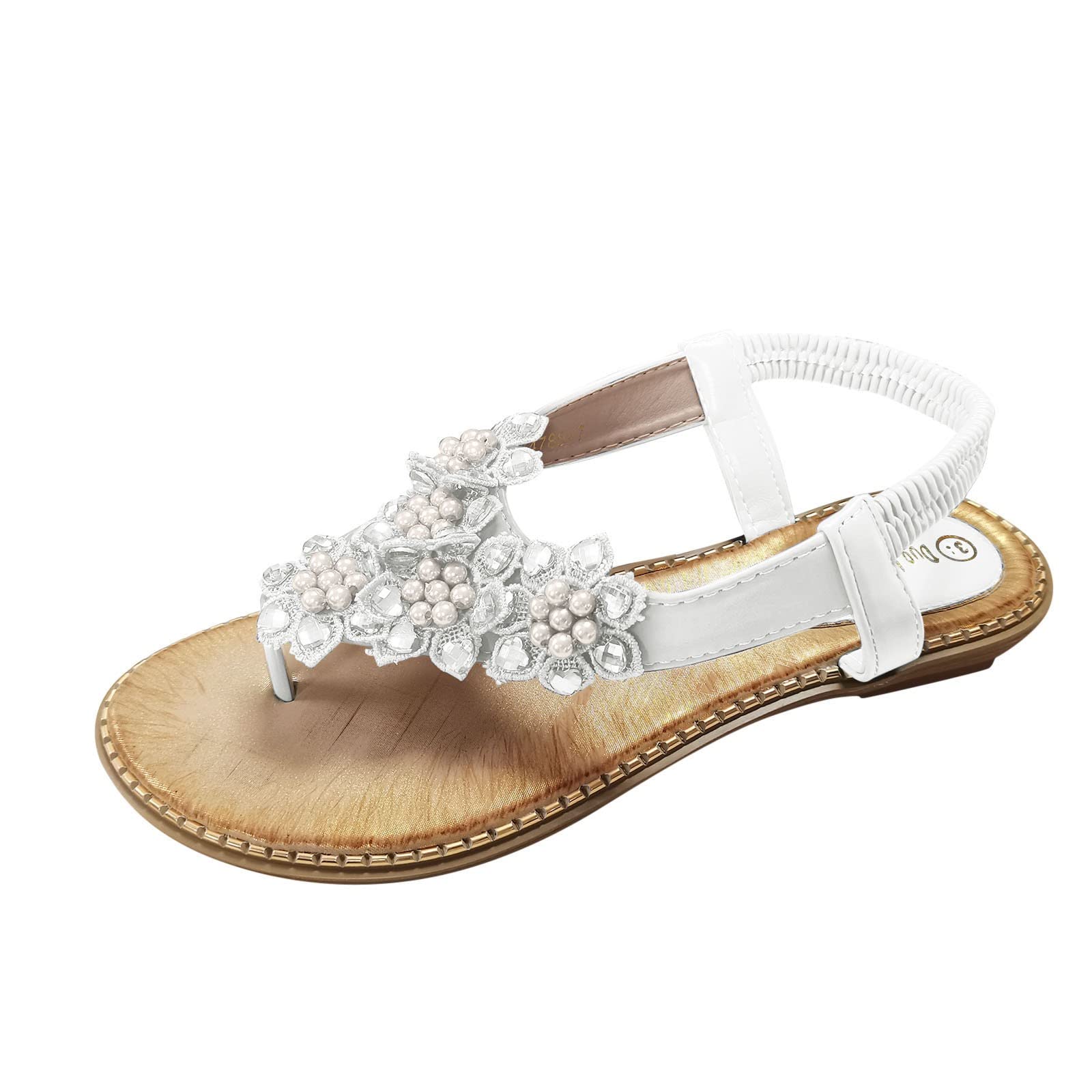 Stylish Bohemian Diamond Wedge Sandals for Women - Comfortable Summer Beach & Casual Wear Jewelry Sandals - Size 9