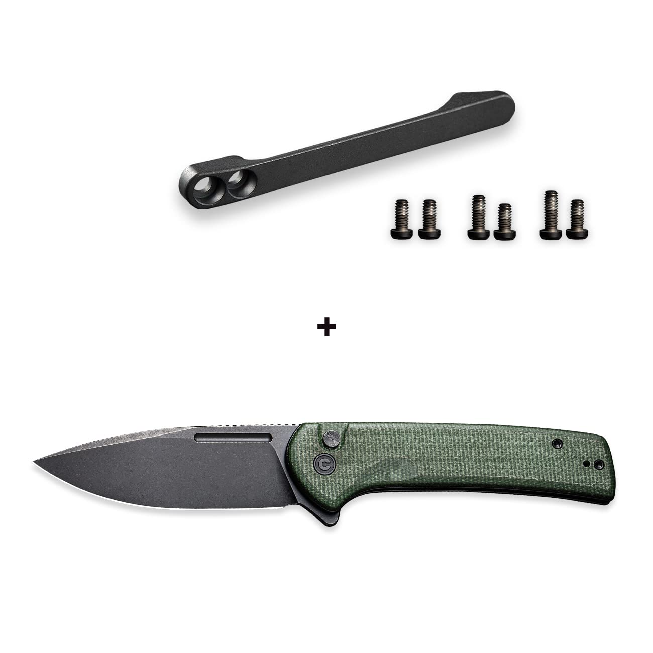 CIVIVI Conspirator Folding Knife with Titanium Pocket Clip - Premium EDC Knife Set for Outdoor, Camping & Everyday Carry