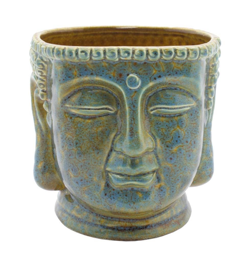 Buddha Head Indoor Plant Pot - Decorative Ceramic Flower Planter for Home, Office, Yoga Studio Decor - Perfect for Succulents, Cacti, and Small Plants