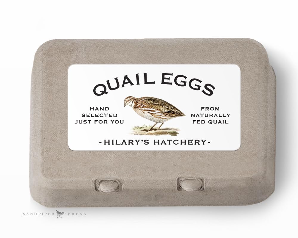 Custom Quail Egg Carton Labels - Matte or Glossy Personalized Stickers with Retro Quail Design, 2