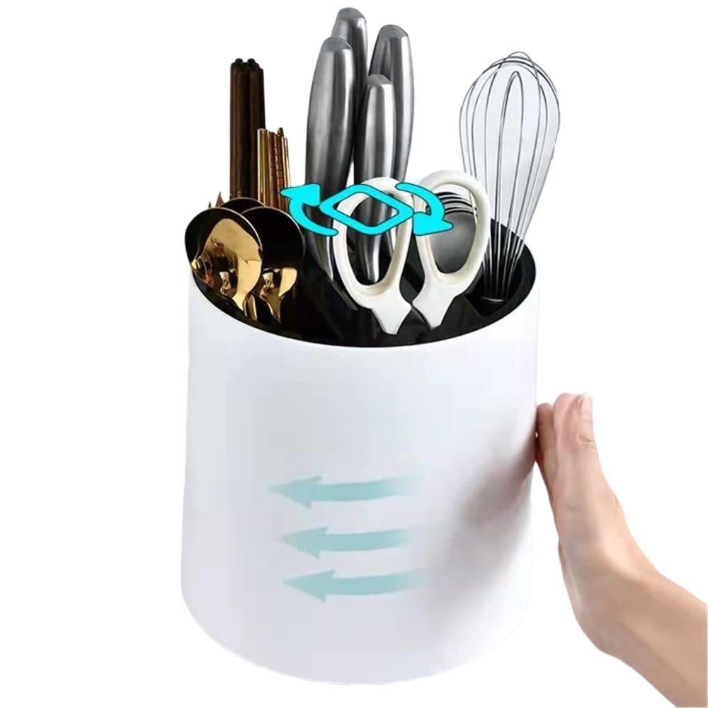 Rotatable Kitchen Knife Rack - Multifunctional Storage for Knives, Forks & Chopsticks - Perfect for Small Kitchens