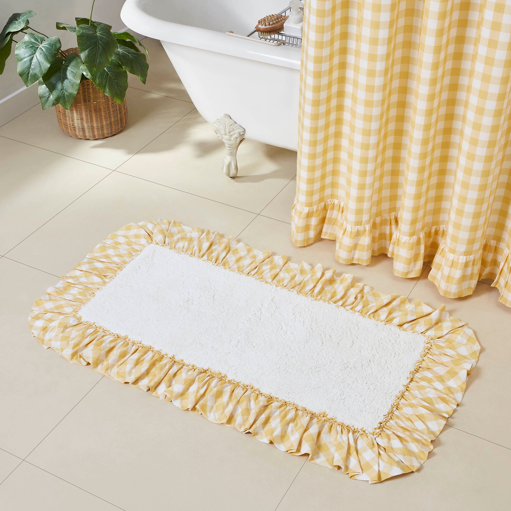 Annie Buffalo Yellow Check Non-Slip Bath Rug 27