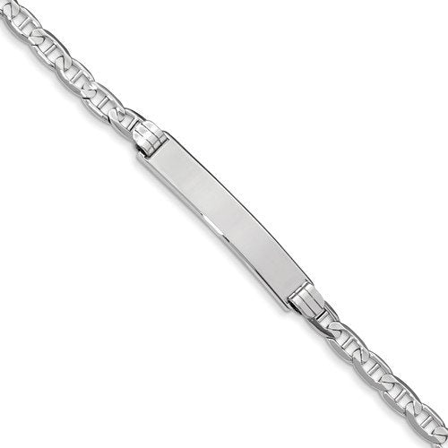 14KT White Gold Anchor Link ID Bracelet for Men - 8 Inches | Durable & Stylish Jewelry for Everyday Wear, Gifts & Special Occasions