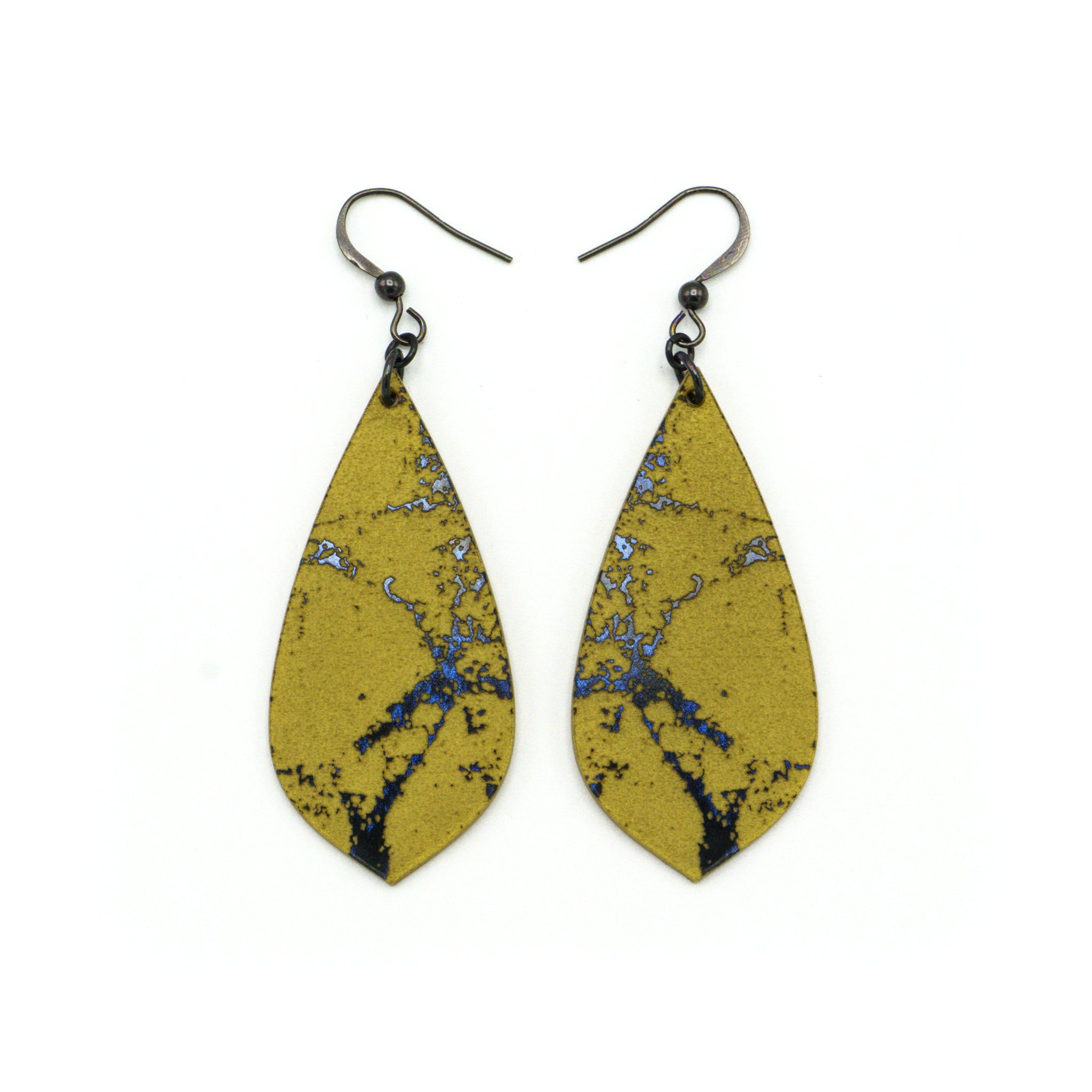 Celestial Blue and Gold Acrylic Earrings - Gem Point [24R] - Perfect for Parties, Weddings, and Everyday Wear
