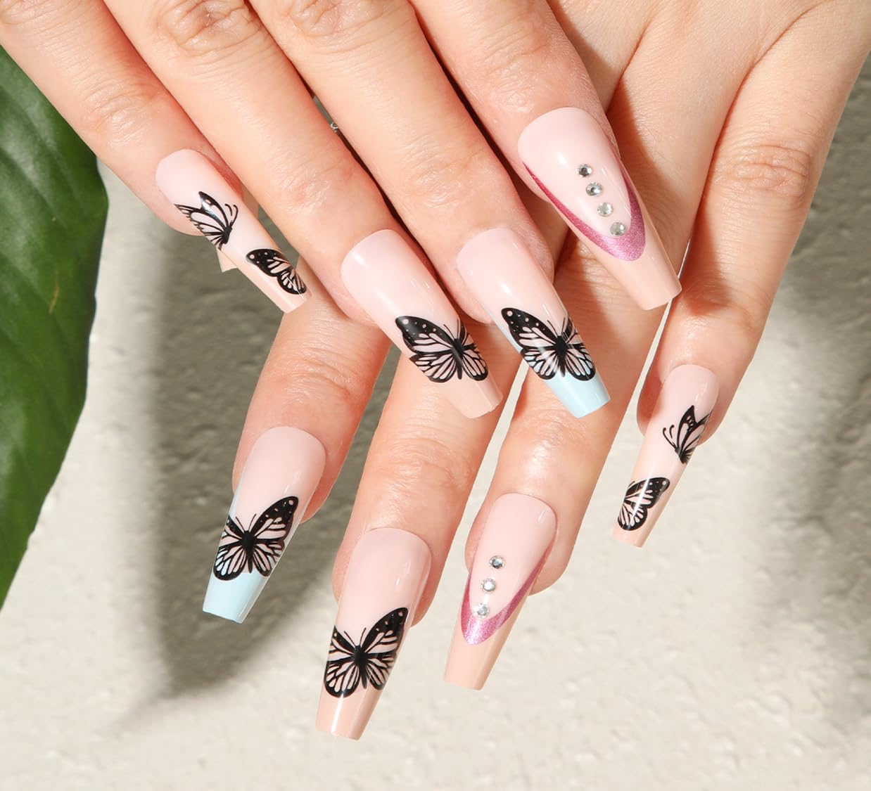 24 Pcs Reusable Press On Nails - Glitter Luxury Fake Nails with Self-Adhesive Glue, Unbreakable Artificial Nails for DIY Nail Art (Pack of 24) - Perfect for Parties, Weddings, and Everyday Glamour