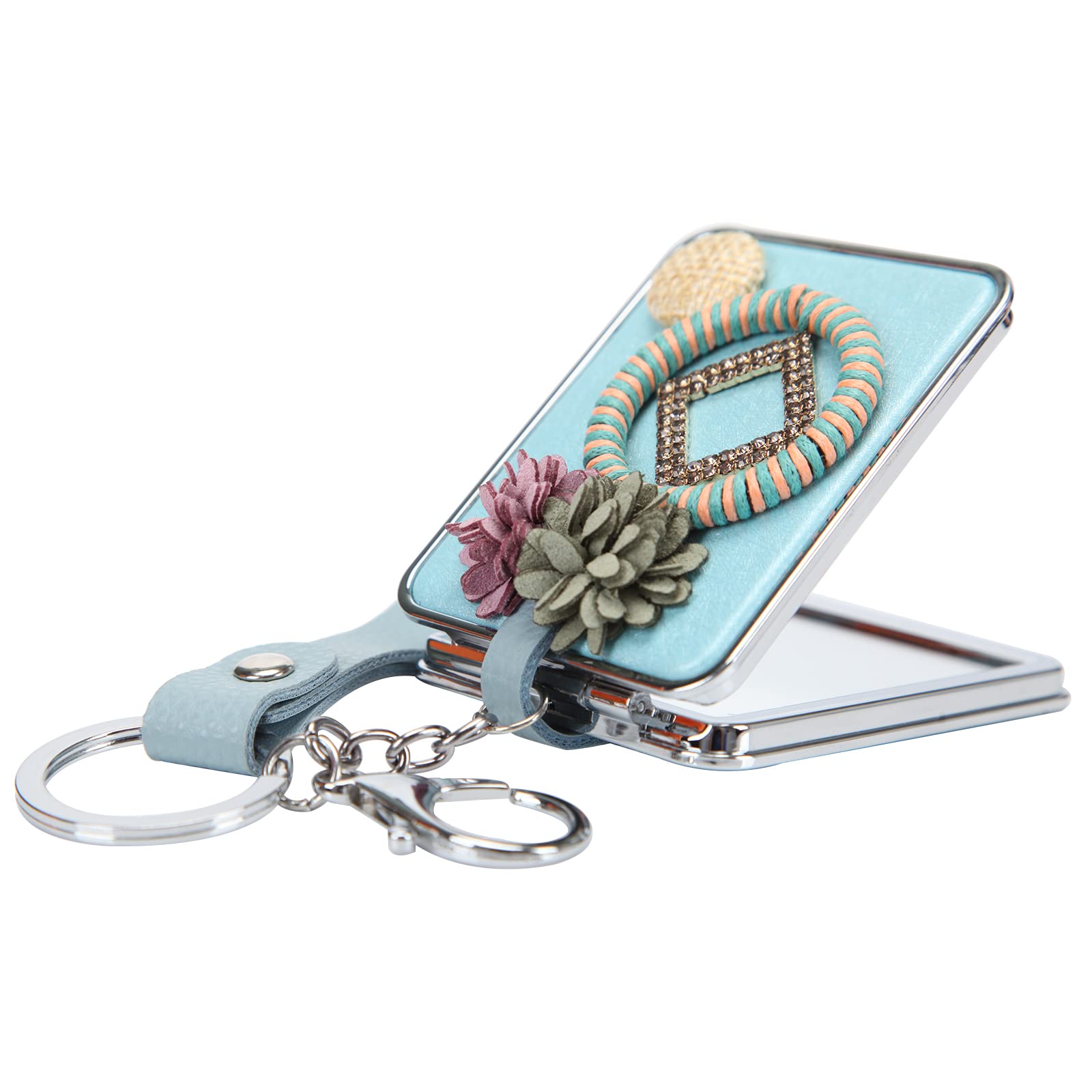 Fawziya Compact Mirror Keychain for Women - Stylish & Portable Makeup Mirror - Perfect for Purse, Travel, and Touch-ups