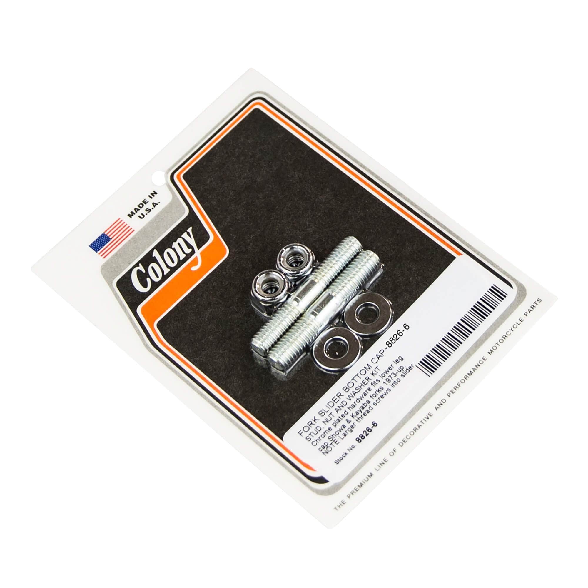 Harley Davidson Showa & Kayaba 6 Fork Slider Bottom Cap Stud & Nut Set - Chrome Plated for 1973+ Models | Motorcycle Suspension Upgrade & Maintenance